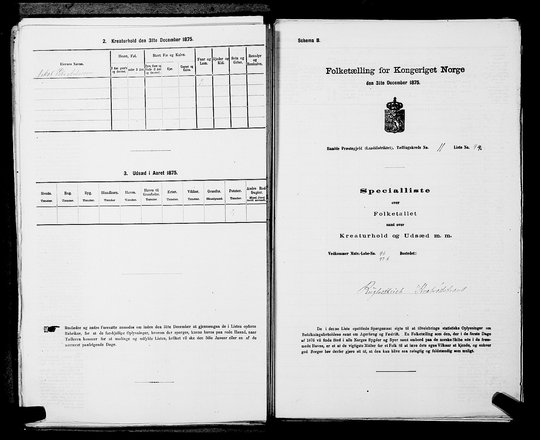 SAKO, 1875 census for 0814L Bamble/Bamble, 1875, p. 1563