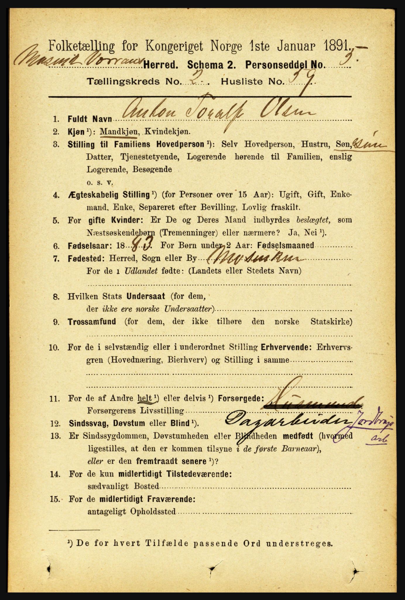 RA, 1891 census for 1723 Mosvik og Verran, 1891, p. 849