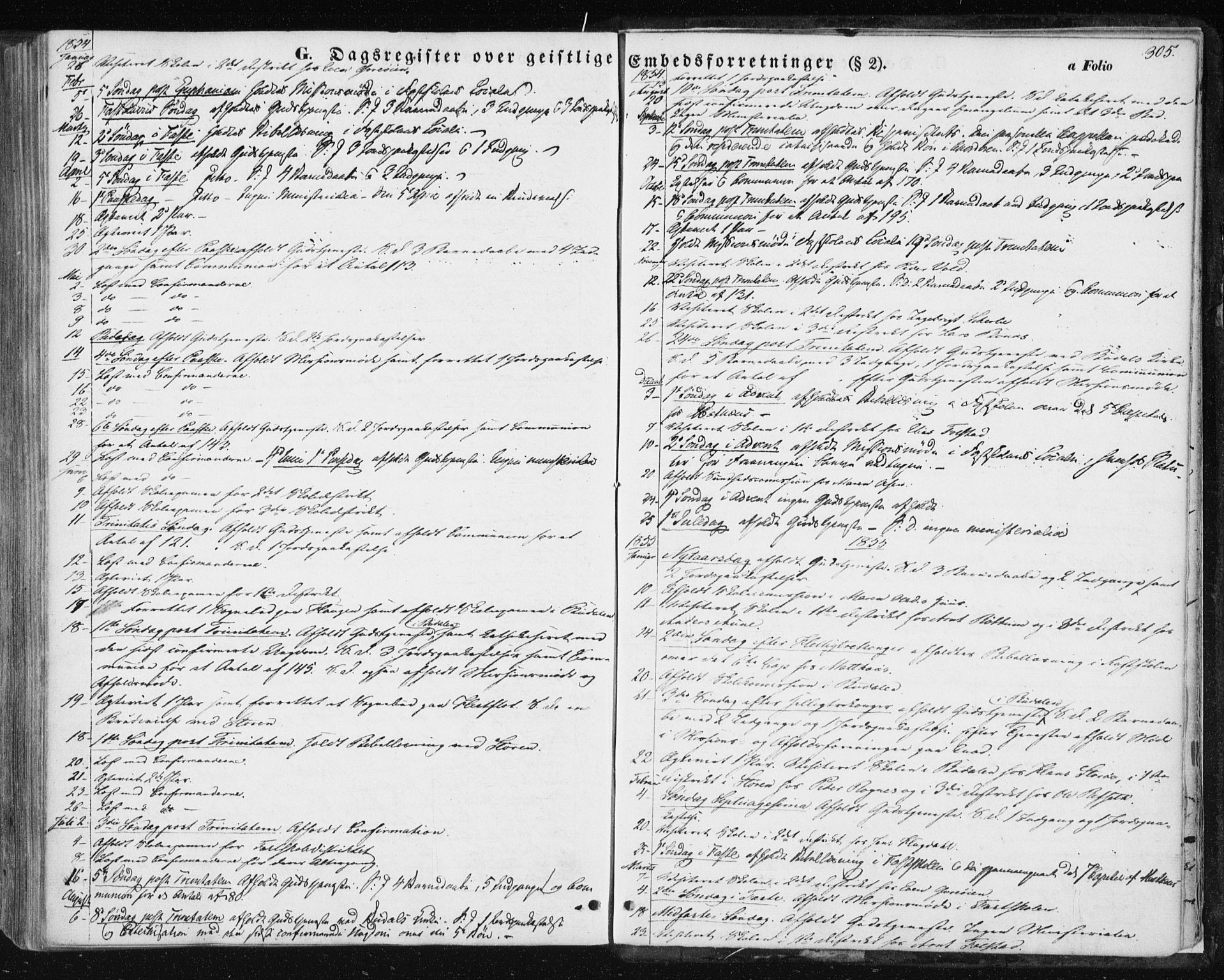 Ministerialprotokoller, klokkerbøker og fødselsregistre - Sør-Trøndelag, SAT/A-1456/687/L1000: Parish register (official) no. 687A06, 1848-1869, p. 305