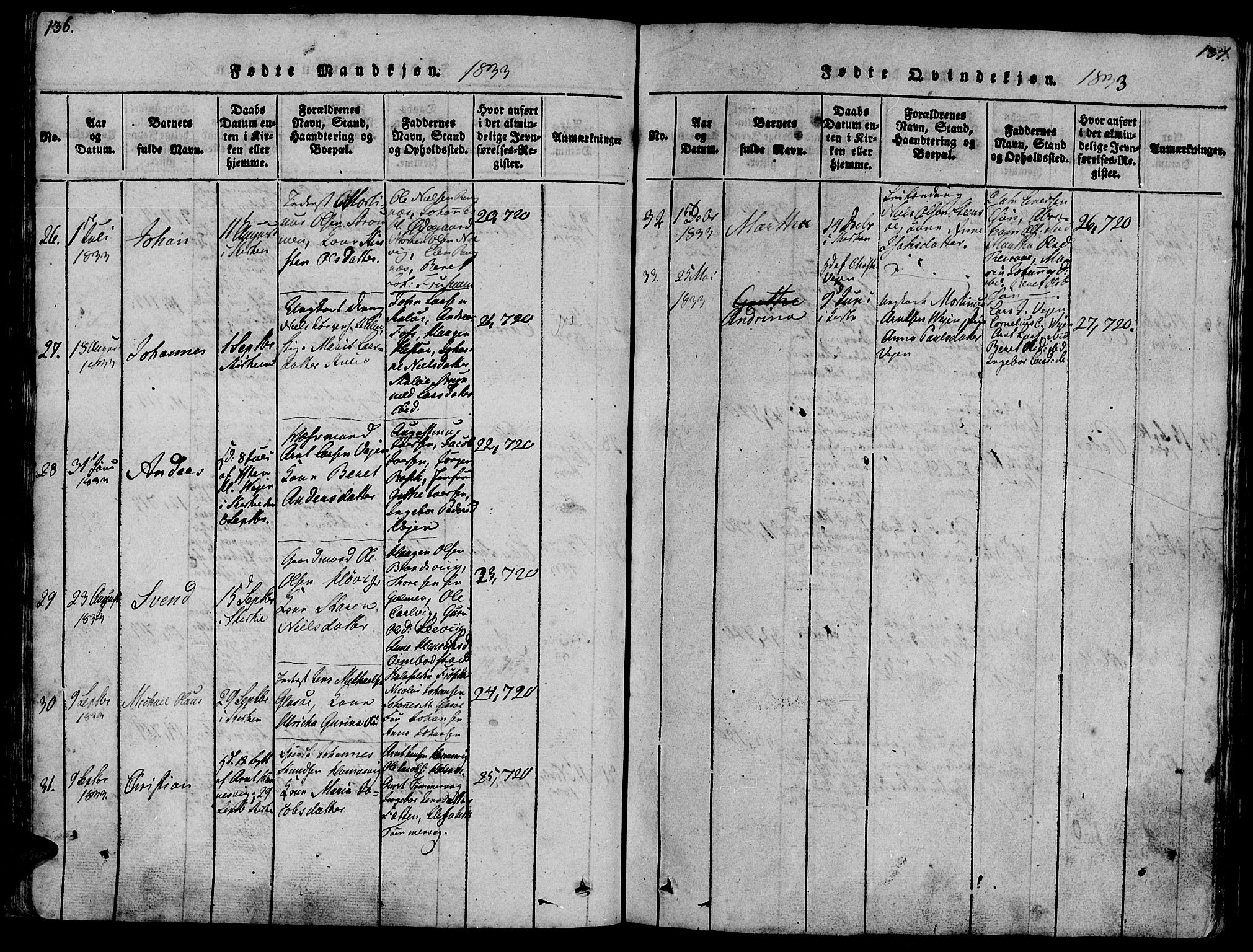 Ministerialprotokoller, klokkerbøker og fødselsregistre - Møre og Romsdal, AV/SAT-A-1454/581/L0933: Parish register (official) no. 581A03 /1, 1819-1836, p. 136-137