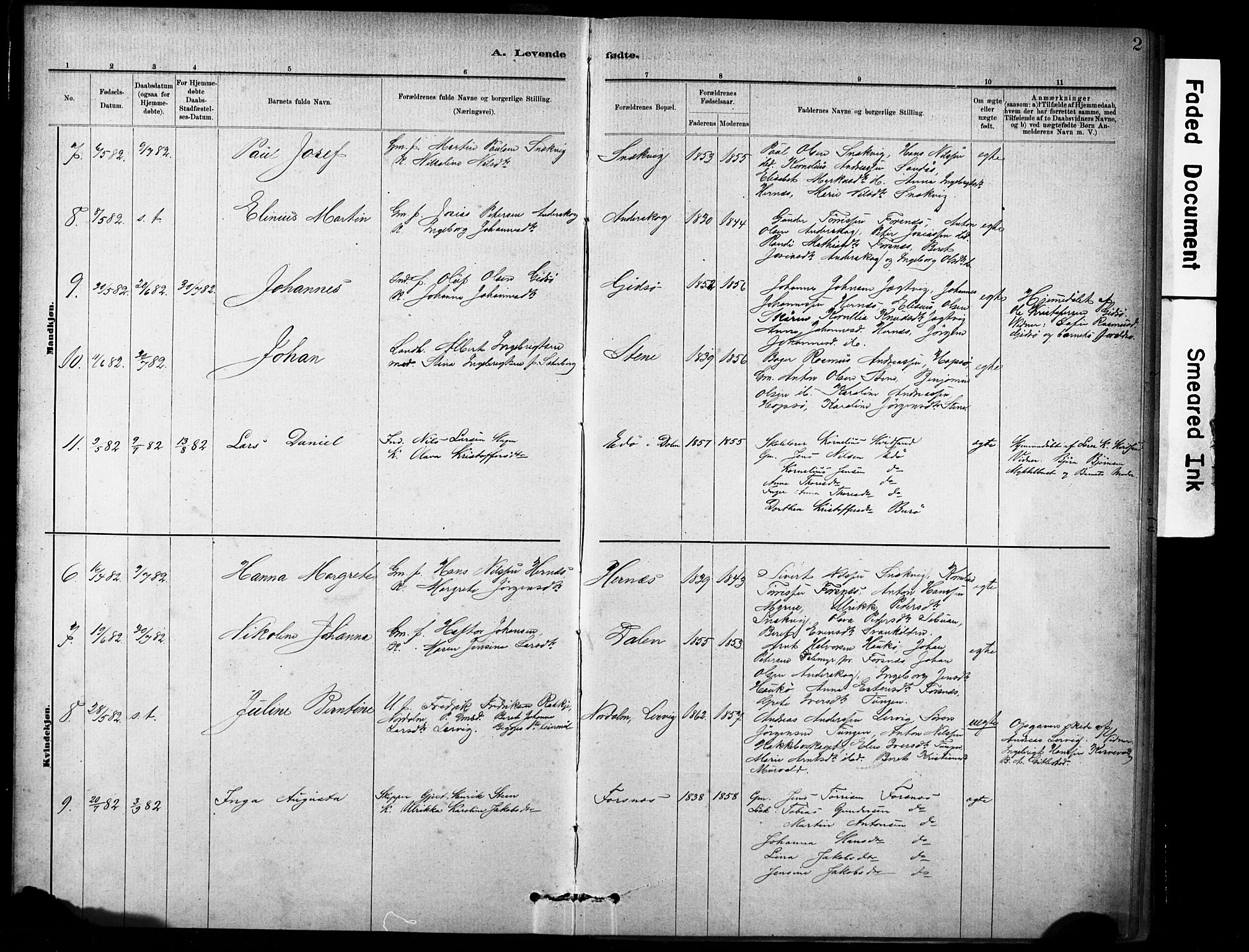 Ministerialprotokoller, klokkerbøker og fødselsregistre - Sør-Trøndelag, SAT/A-1456/635/L0551: Parish register (official) no. 635A01, 1882-1899, p. 2