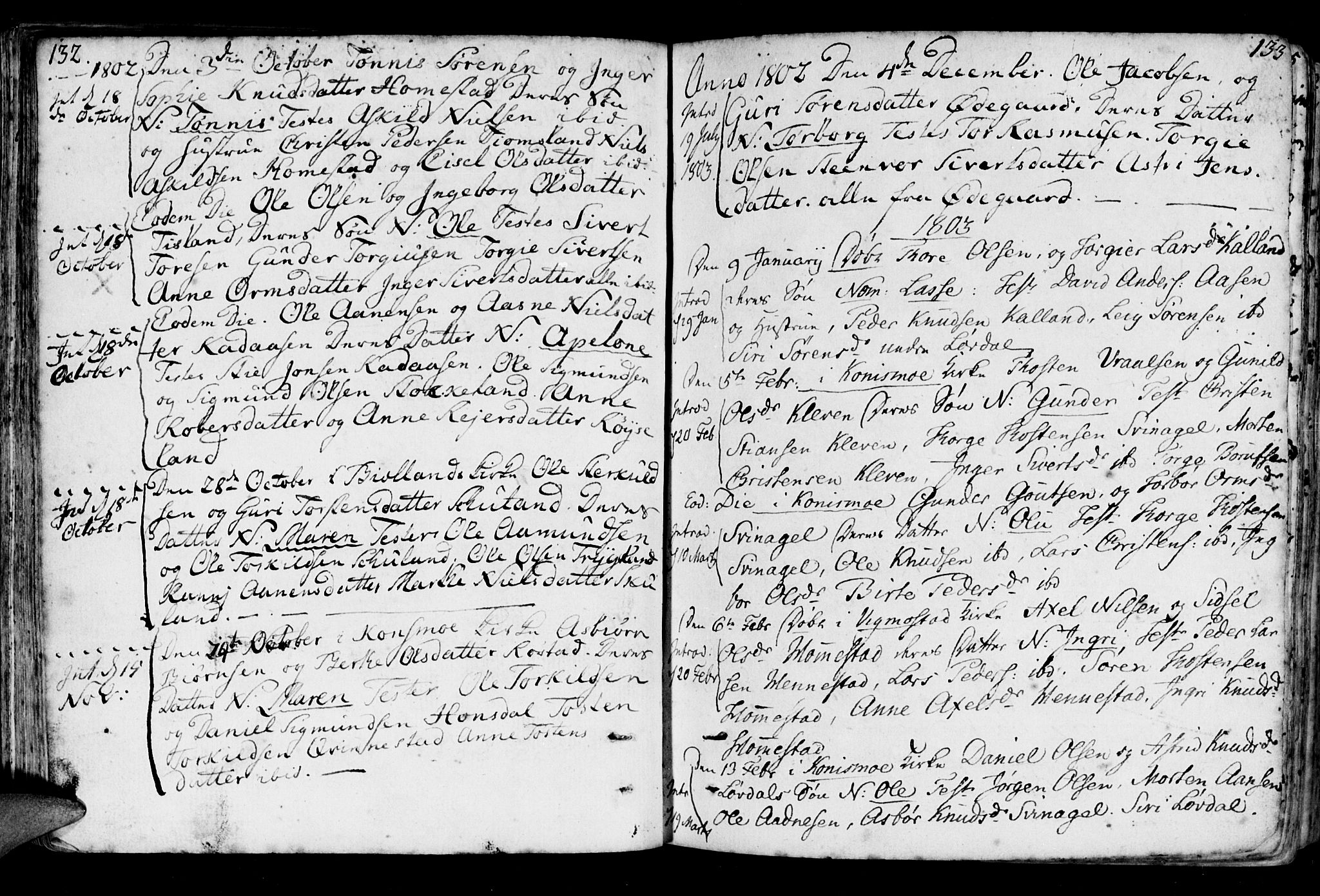 Holum sokneprestkontor, AV/SAK-1111-0022/F/Fa/Fab/L0004: Parish register (official) no. A 4, 1774-1847, p. 132-133