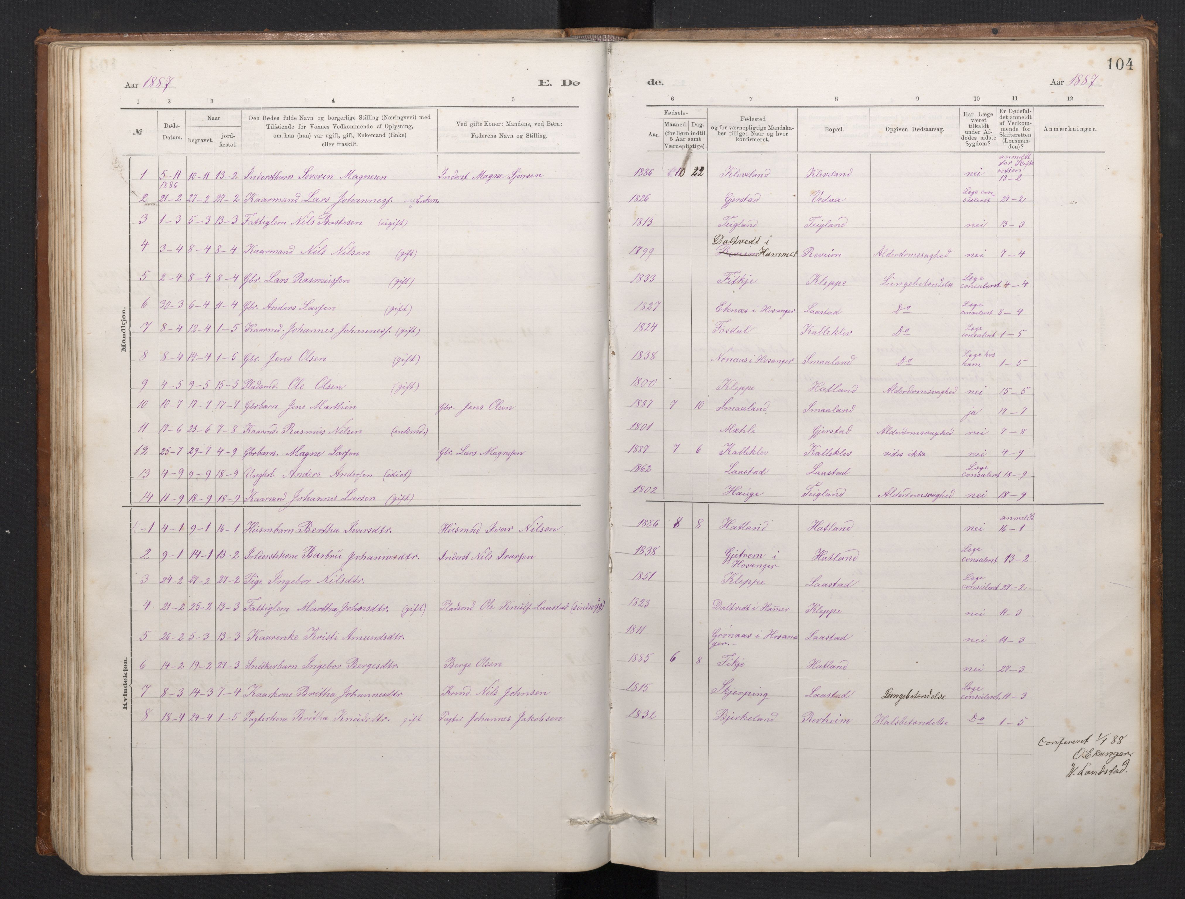 Haus sokneprestembete, AV/SAB-A-75601/H/Hab: Parish register (copy) no. C 2, 1878-1892, p. 103b-104a