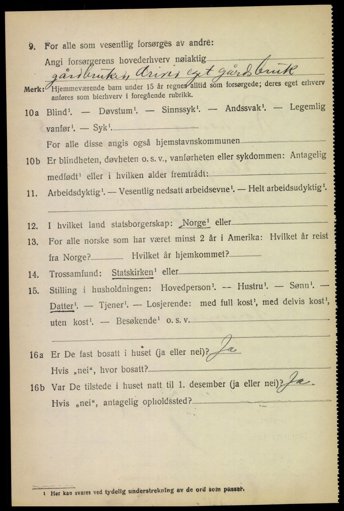 SAK, 1920 census for Randesund, 1920, p. 2421