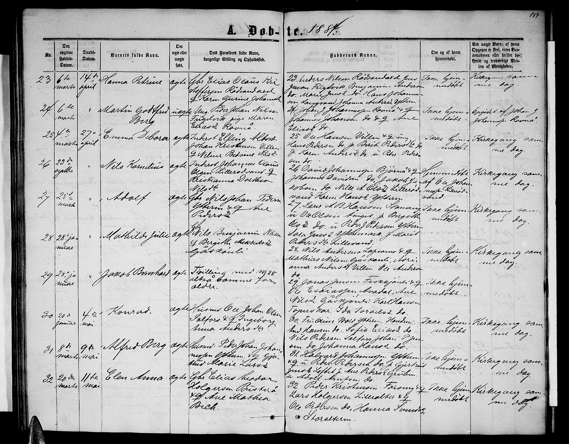 Ministerialprotokoller, klokkerbøker og fødselsregistre - Nordland, AV/SAT-A-1459/827/L0415: Parish register (copy) no. 827C04, 1864-1886, p. 189