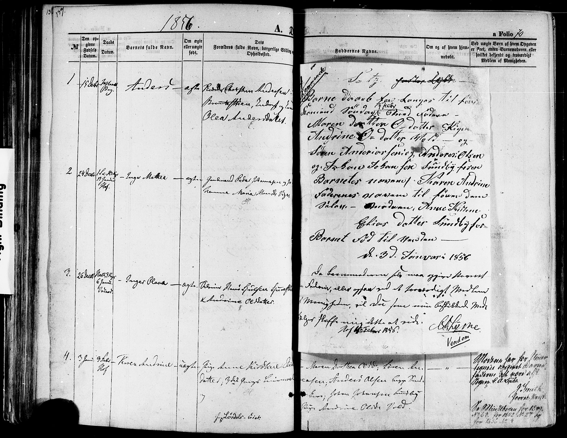 Hof kirkebøker, SAKO/A-64/F/Fa/L0006: Parish register (official) no. I 6, 1851-1877, p. 70