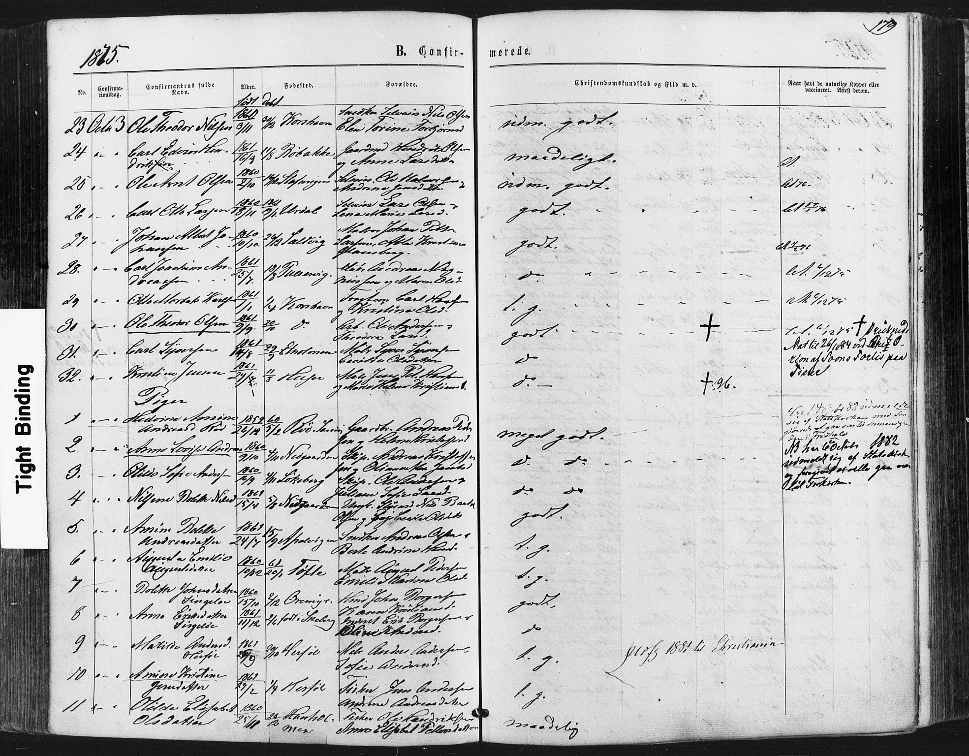 Hvaler prestekontor Kirkebøker, SAO/A-2001/F/Fa/L0007: Parish register (official) no. I 7, 1864-1878, p. 179