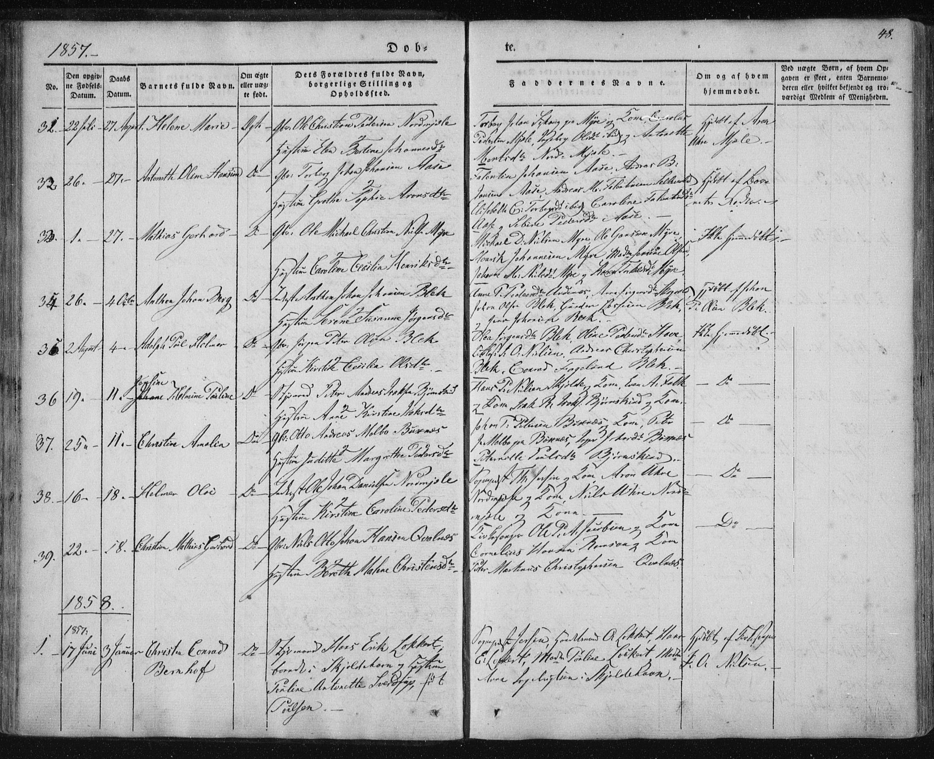 Ministerialprotokoller, klokkerbøker og fødselsregistre - Nordland, SAT/A-1459/897/L1396: Parish register (official) no. 897A04, 1842-1866, p. 48