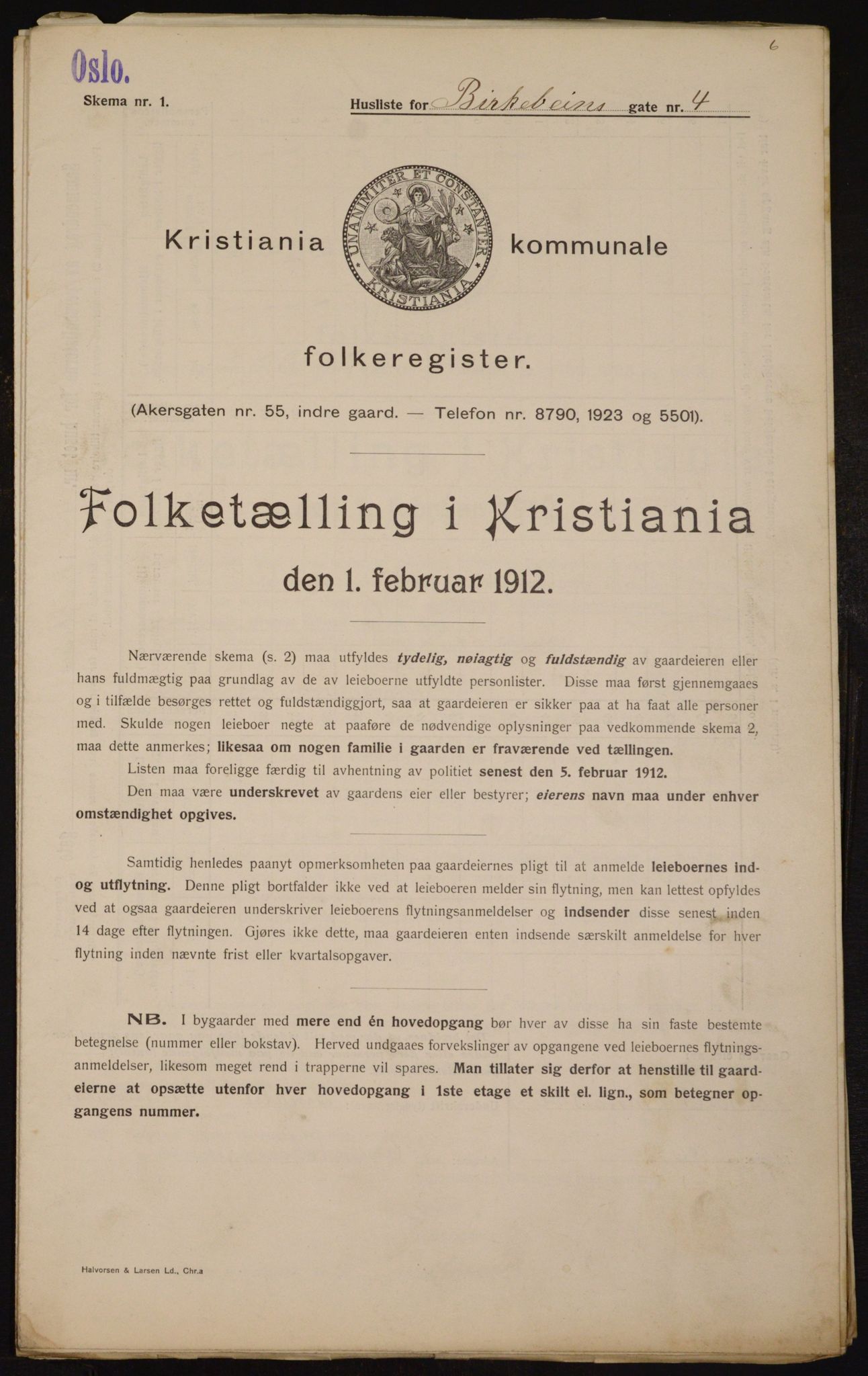 OBA, Municipal Census 1912 for Kristiania, 1912, p. 4923