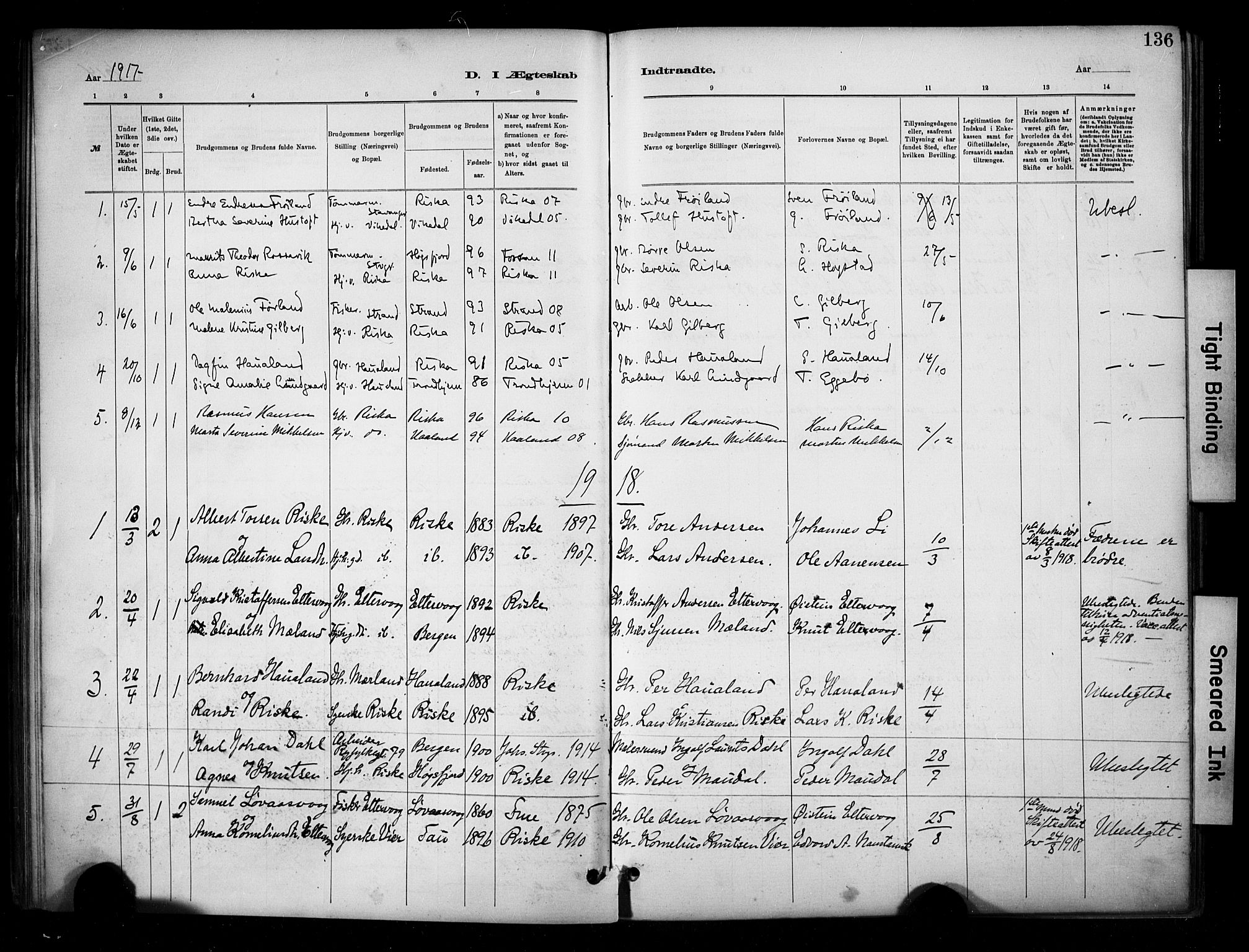 Hetland sokneprestkontor, SAST/A-101826/30/30BA/L0010: Parish register (official) no. A 10, 1882-1925, p. 136