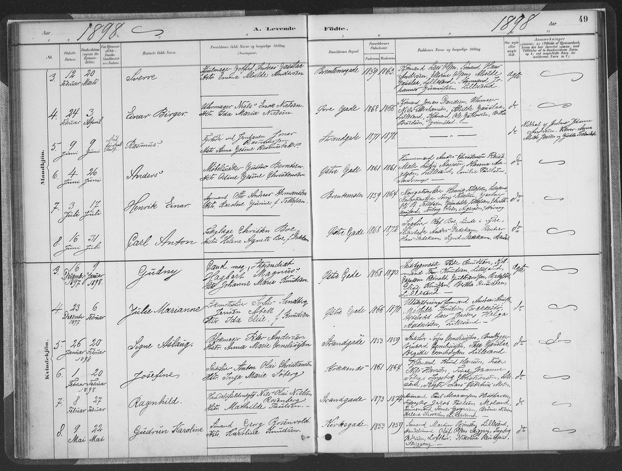 Vestre Moland sokneprestkontor, AV/SAK-1111-0046/F/Fa/Faa/L0001: Parish register (official) no. A 1, 1884-1899, p. 50