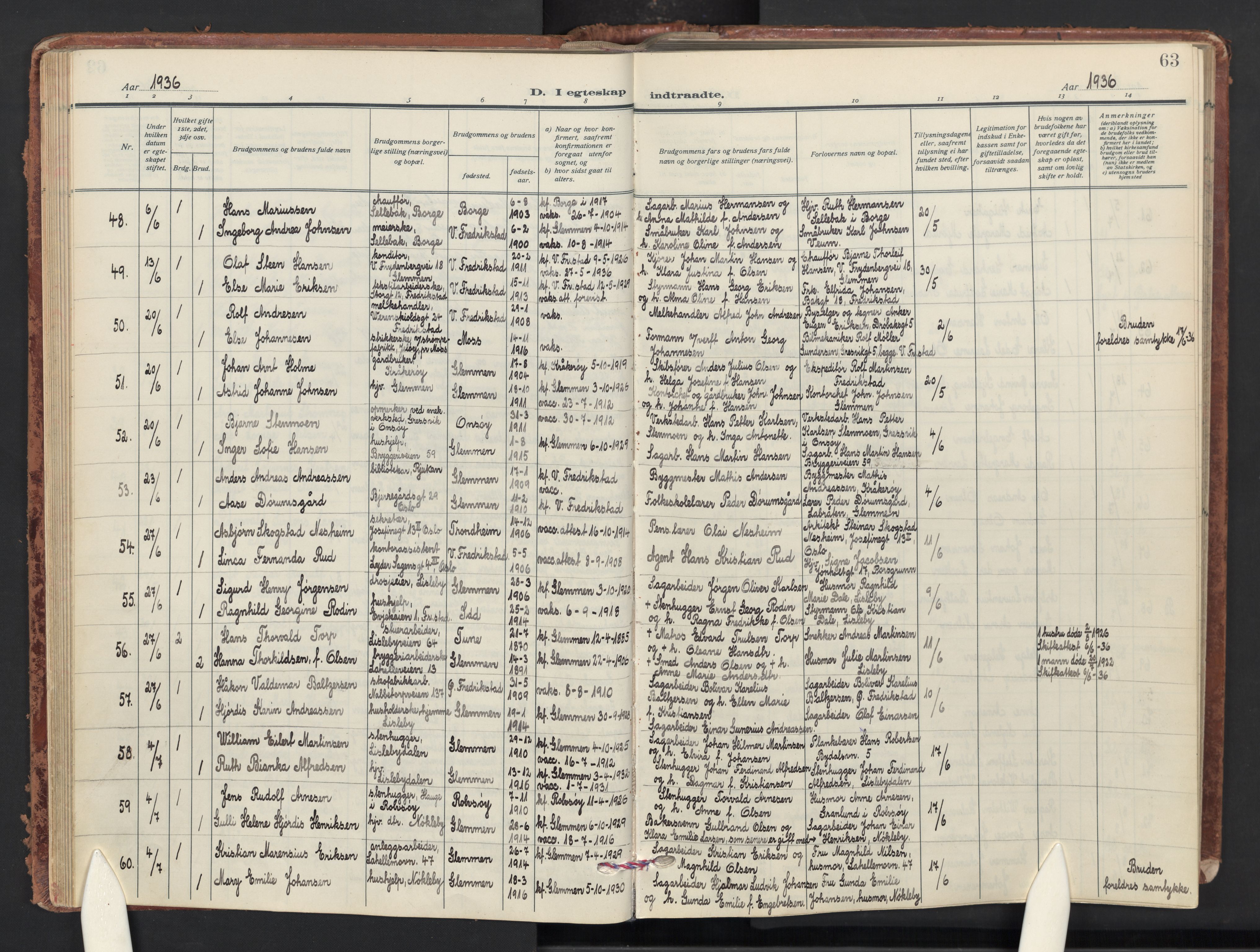 Glemmen prestekontor Kirkebøker, AV/SAO-A-10908/G/Ga/L0010: Parish register (copy) no. 10, 1928-1951, p. 63