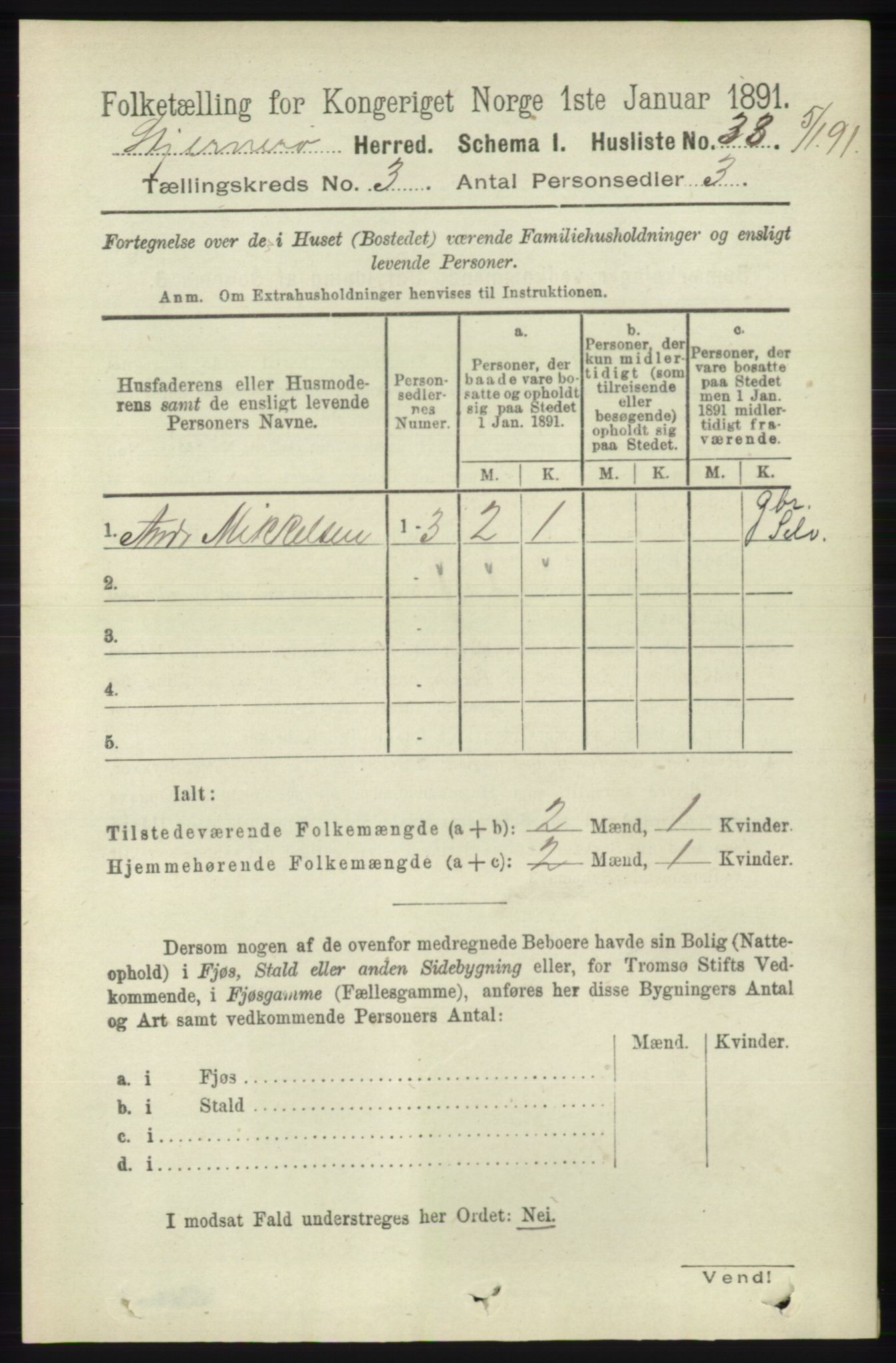 RA, 1891 census for 1140 Sjernarøy, 1891, p. 389