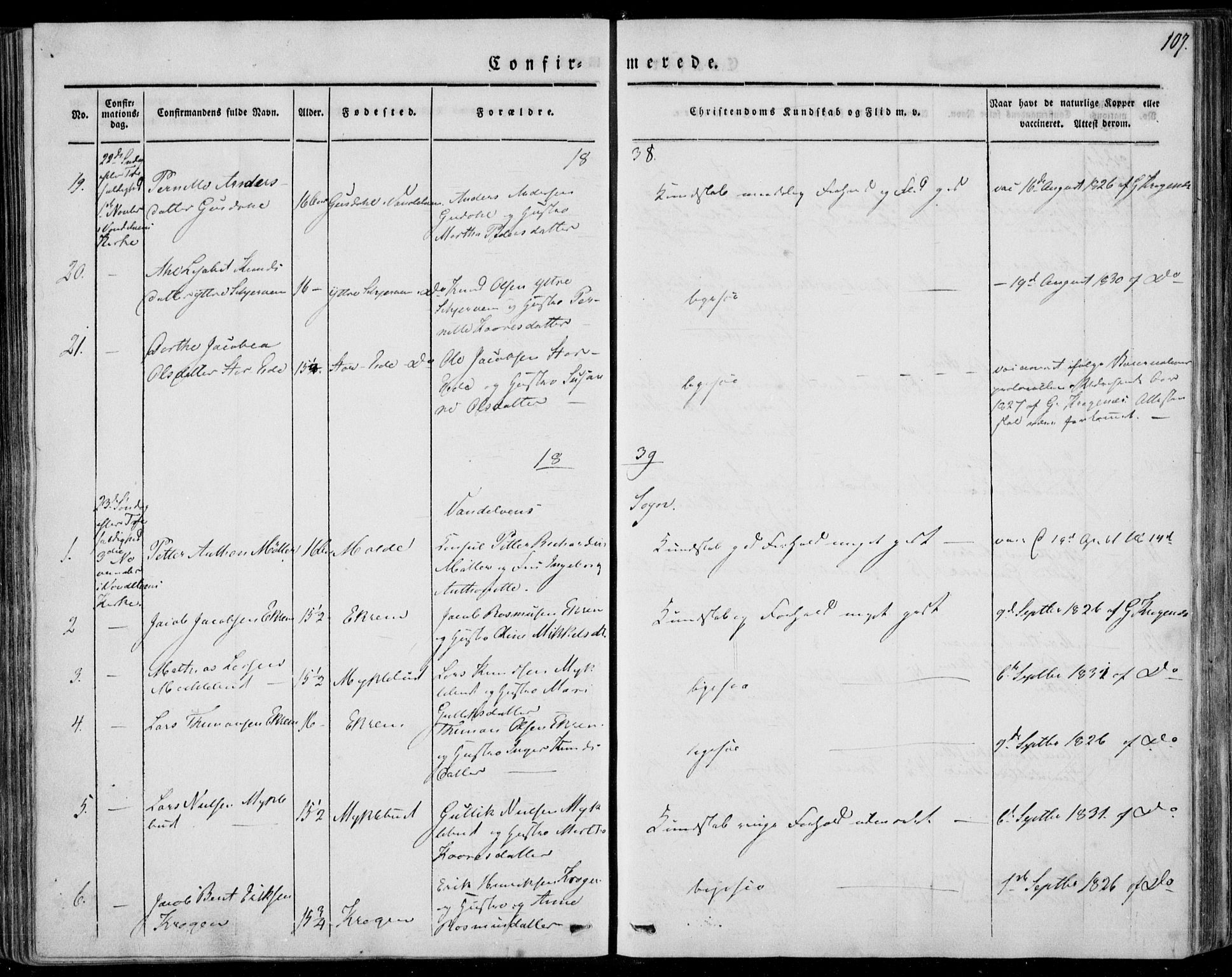 Ministerialprotokoller, klokkerbøker og fødselsregistre - Møre og Romsdal, AV/SAT-A-1454/501/L0005: Parish register (official) no. 501A05, 1831-1844, p. 107