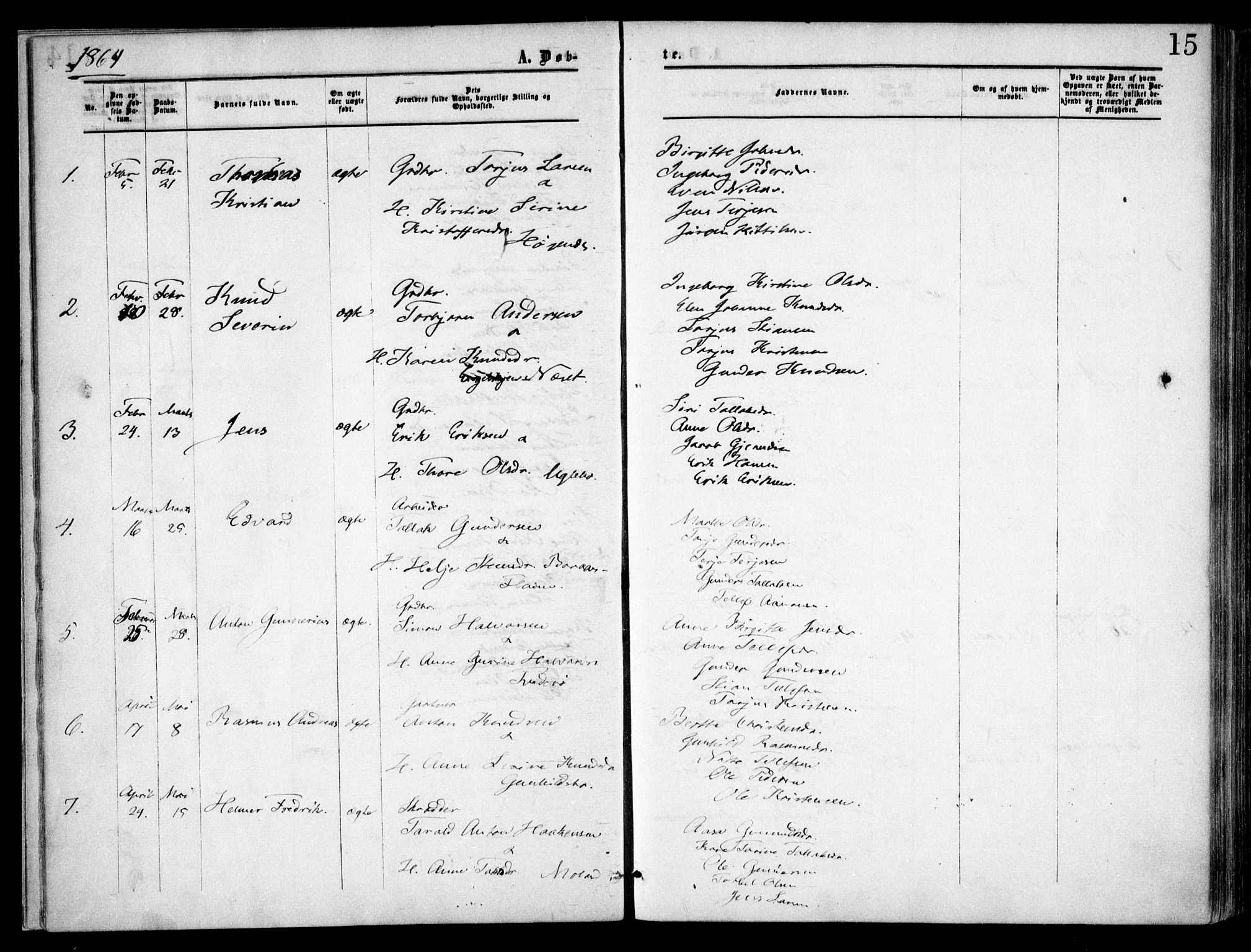 Austre Moland sokneprestkontor, SAK/1111-0001/F/Fa/Faa/L0008: Parish register (official) no. A 8, 1858-1868, p. 15
