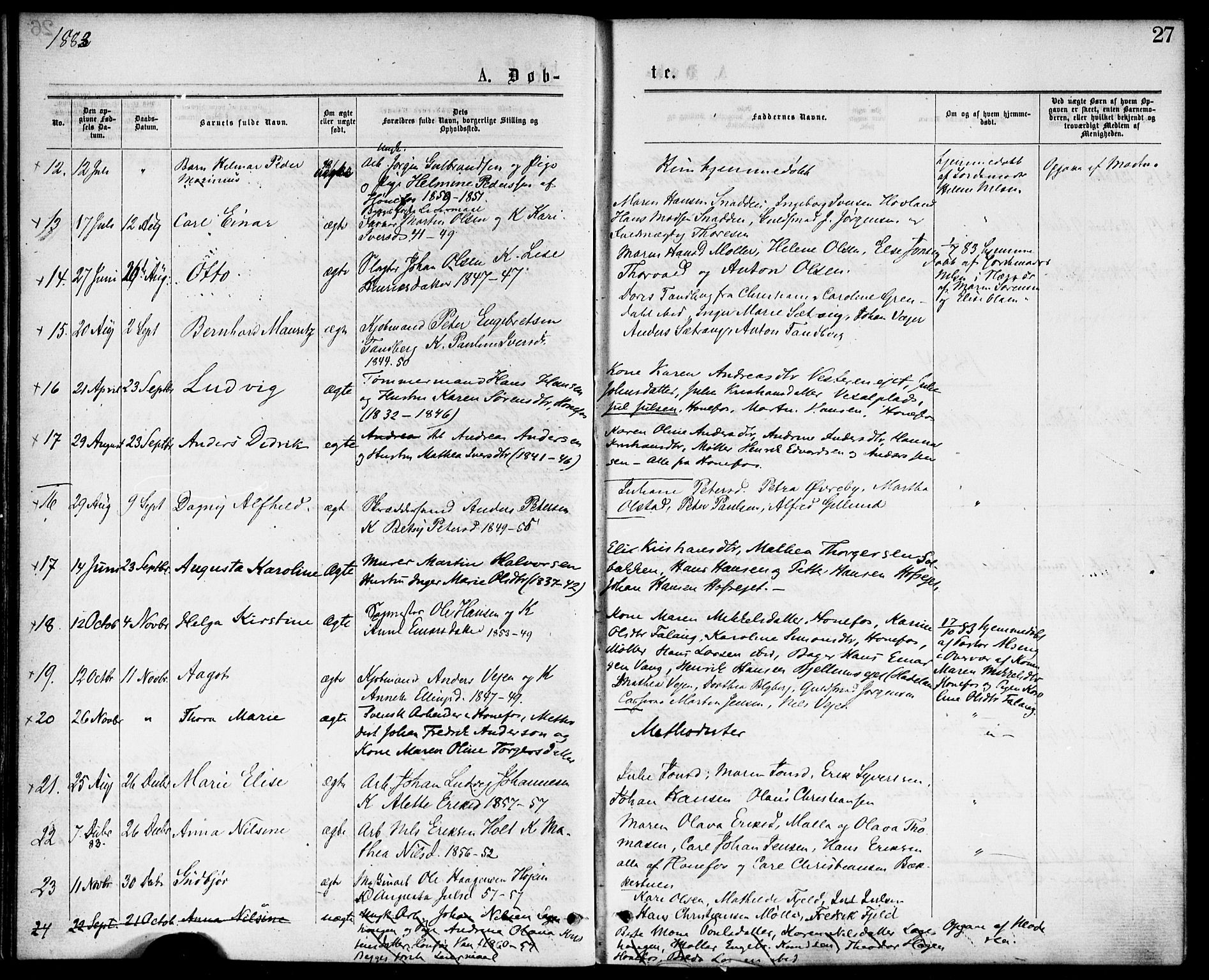 Hønefoss kirkebøker, AV/SAKO-A-609/F/Fa/L0001: Parish register (official) no. 1, 1875-1887, p. 27