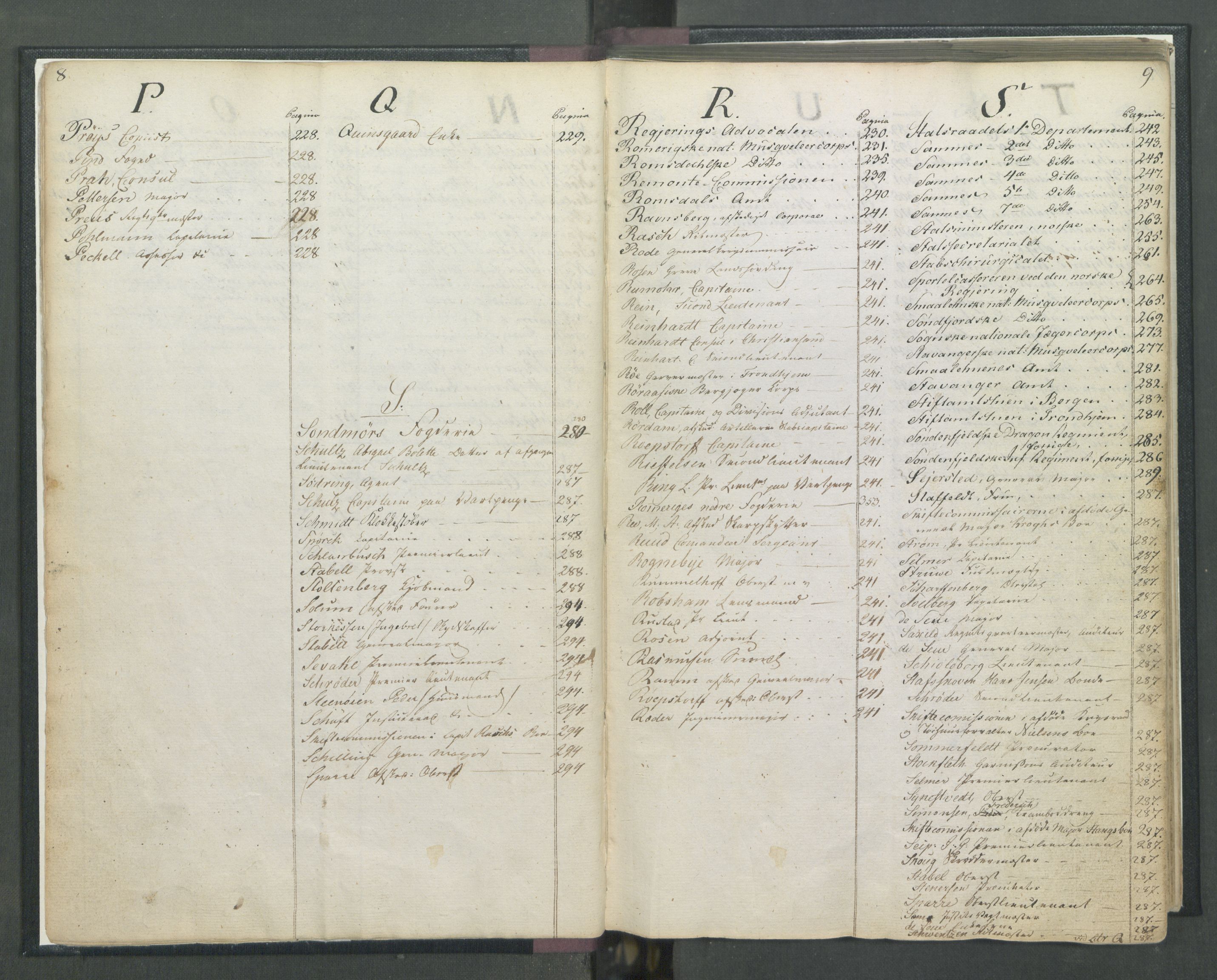 Armédepartementet, RA/RAFA-3493/C/Ca/L0017: 6. Departements Register Indg., 1818, p. 8-9