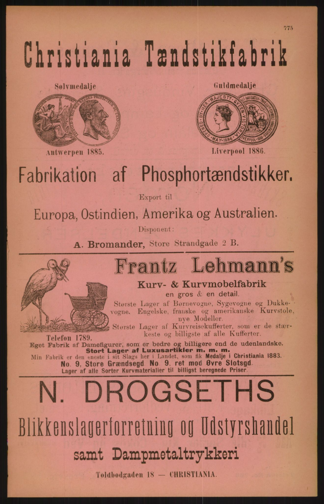 Kristiania/Oslo adressebok, PUBL/-, 1891, p. 775