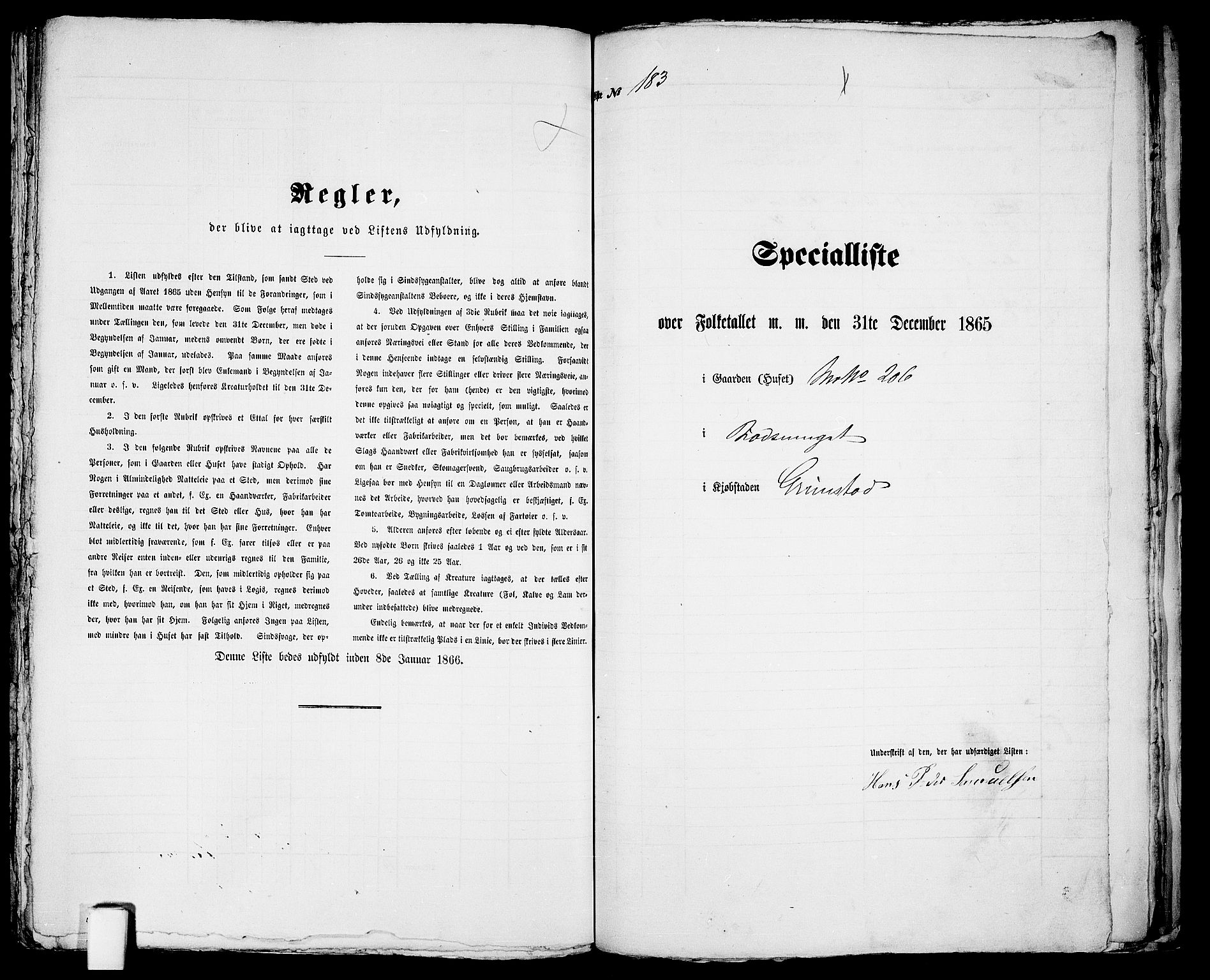 RA, 1865 census for Fjære/Grimstad, 1865, p. 372