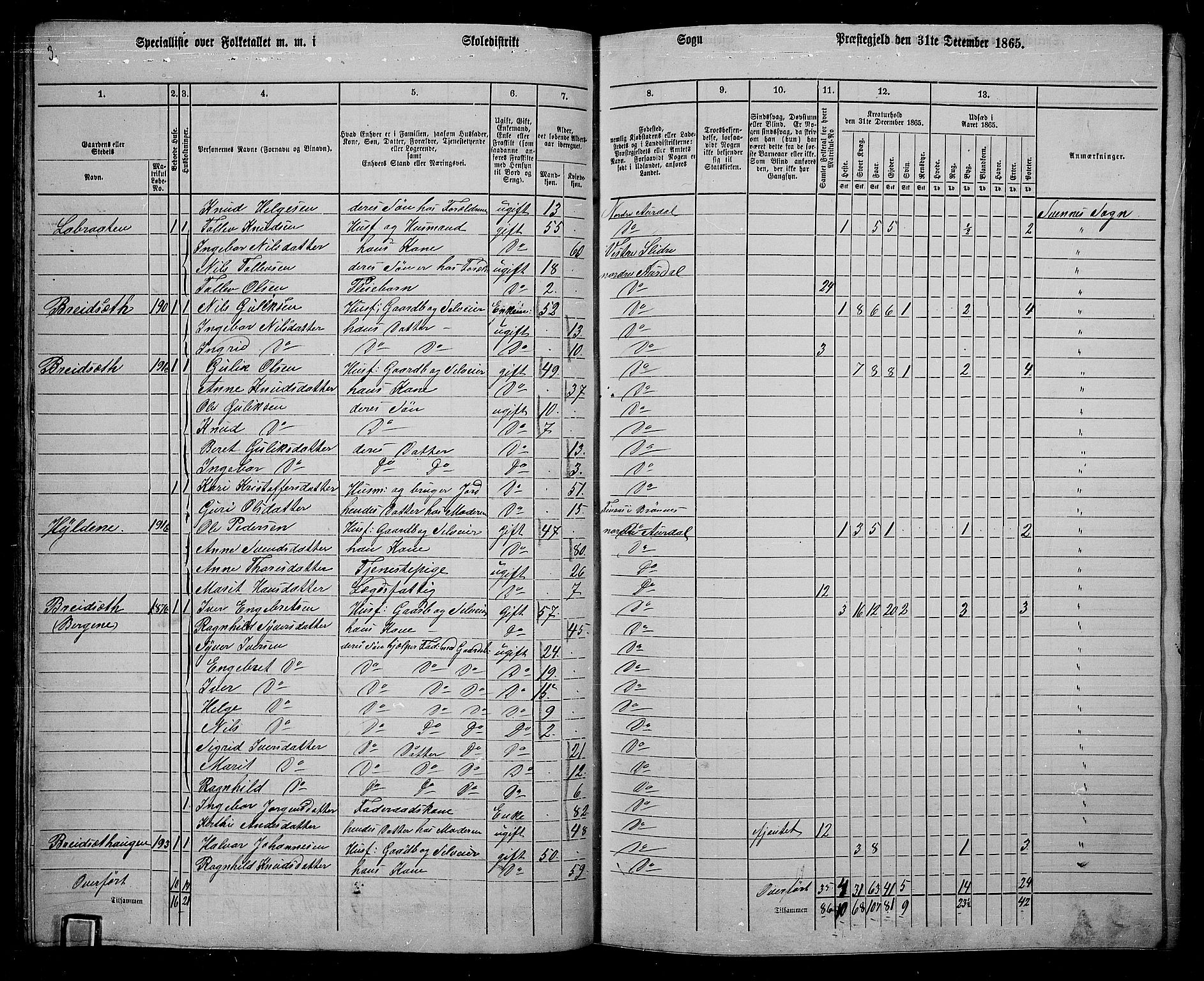 RA, 1865 census for Nord-Aurdal, 1865, p. 78