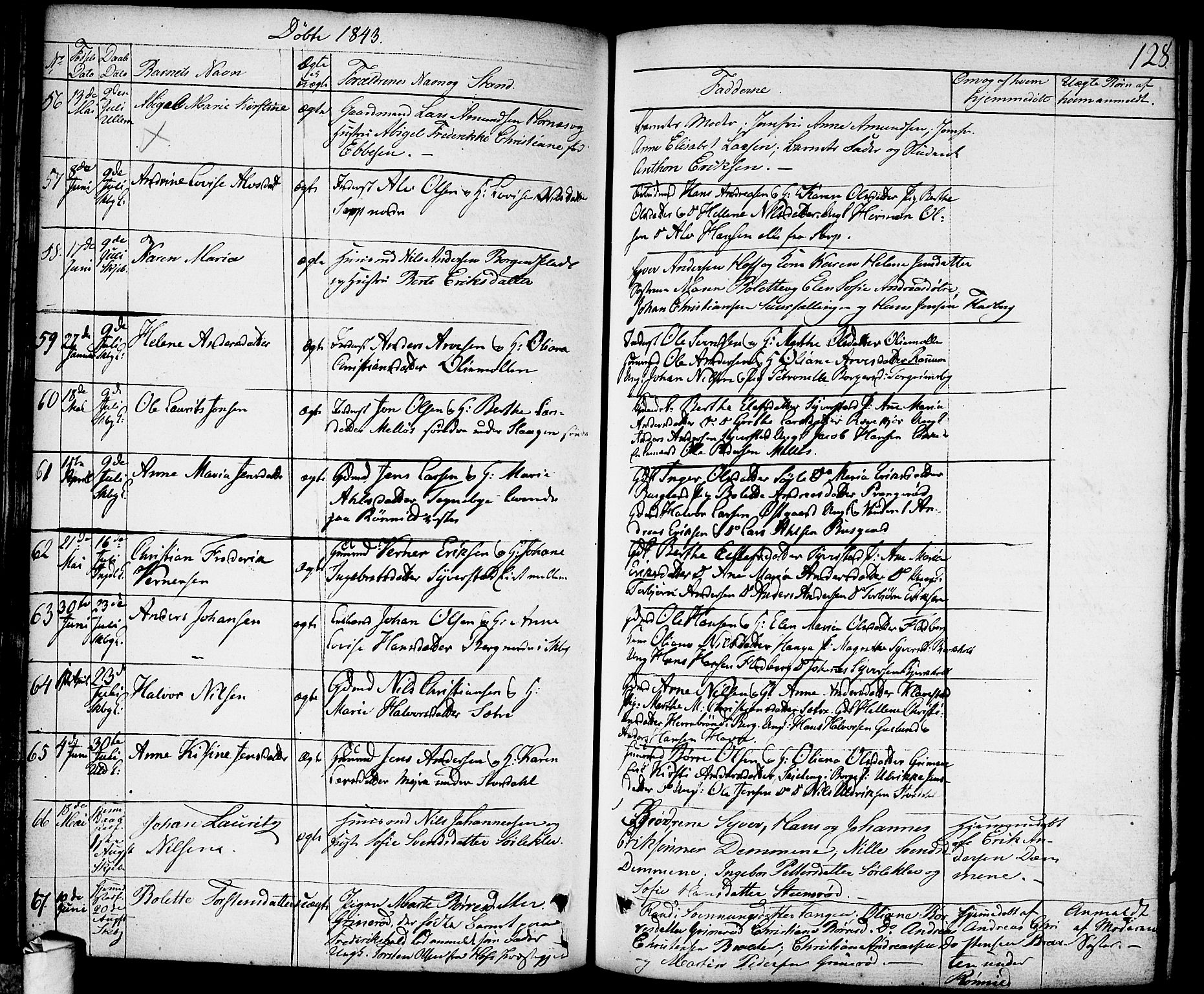 Skjeberg prestekontor Kirkebøker, SAO/A-10923/F/Fa/L0005: Parish register (official) no. I 5, 1830-1845, p. 128