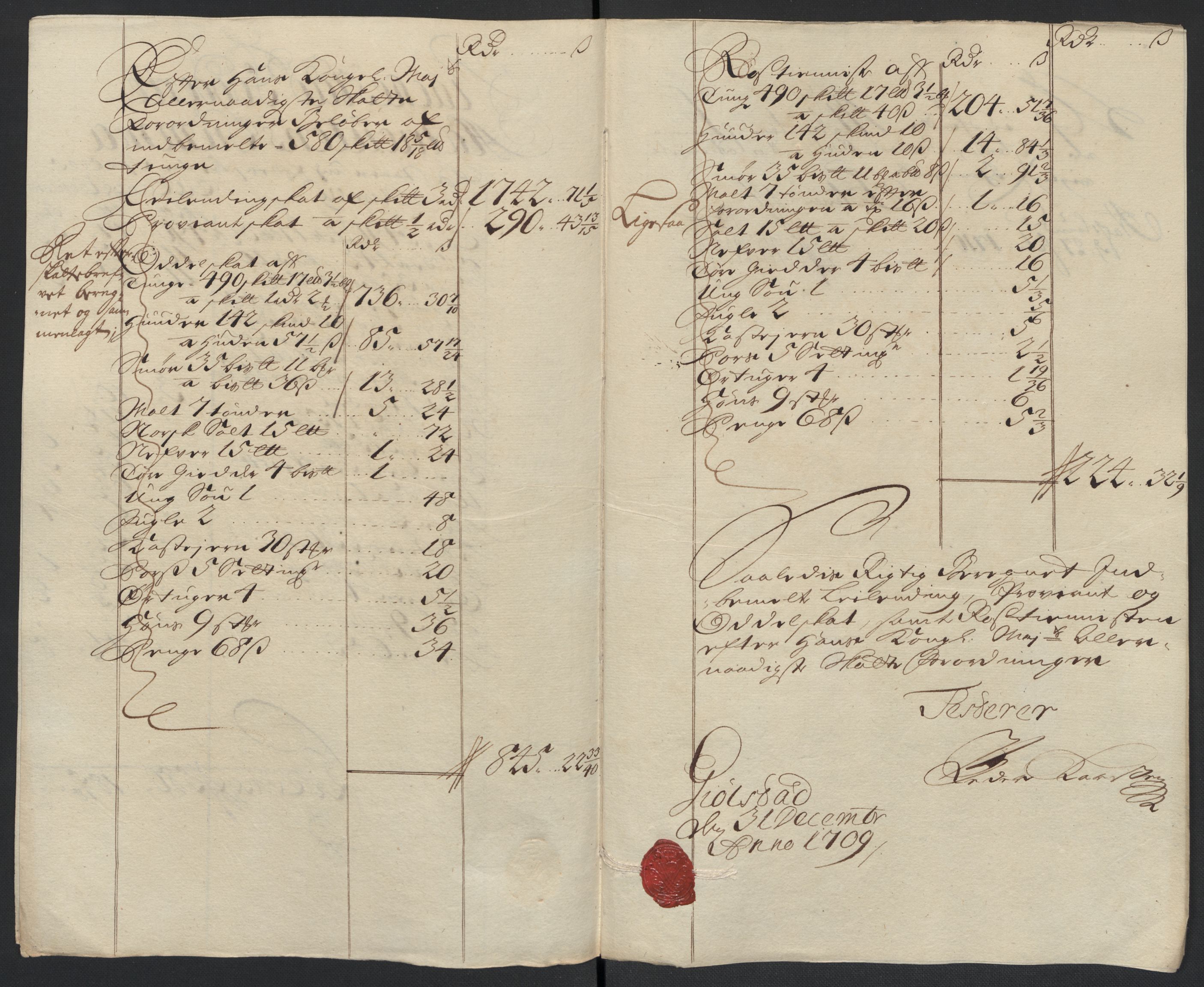 Rentekammeret inntil 1814, Reviderte regnskaper, Fogderegnskap, AV/RA-EA-4092/R07/L0301: Fogderegnskap Rakkestad, Heggen og Frøland, 1709, p. 179