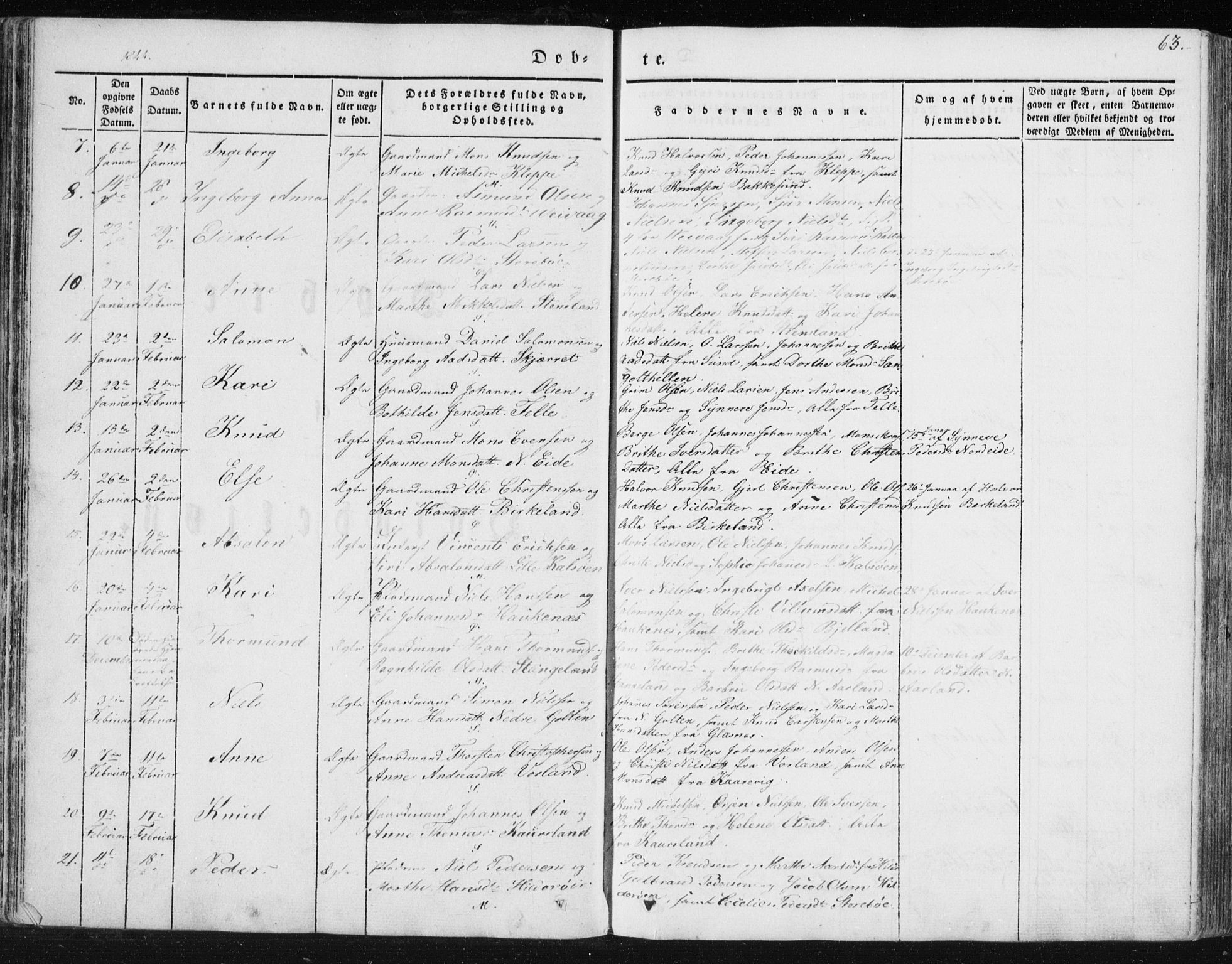 Sund sokneprestembete, AV/SAB-A-99930: Parish register (official) no. A 13, 1835-1849, p. 63