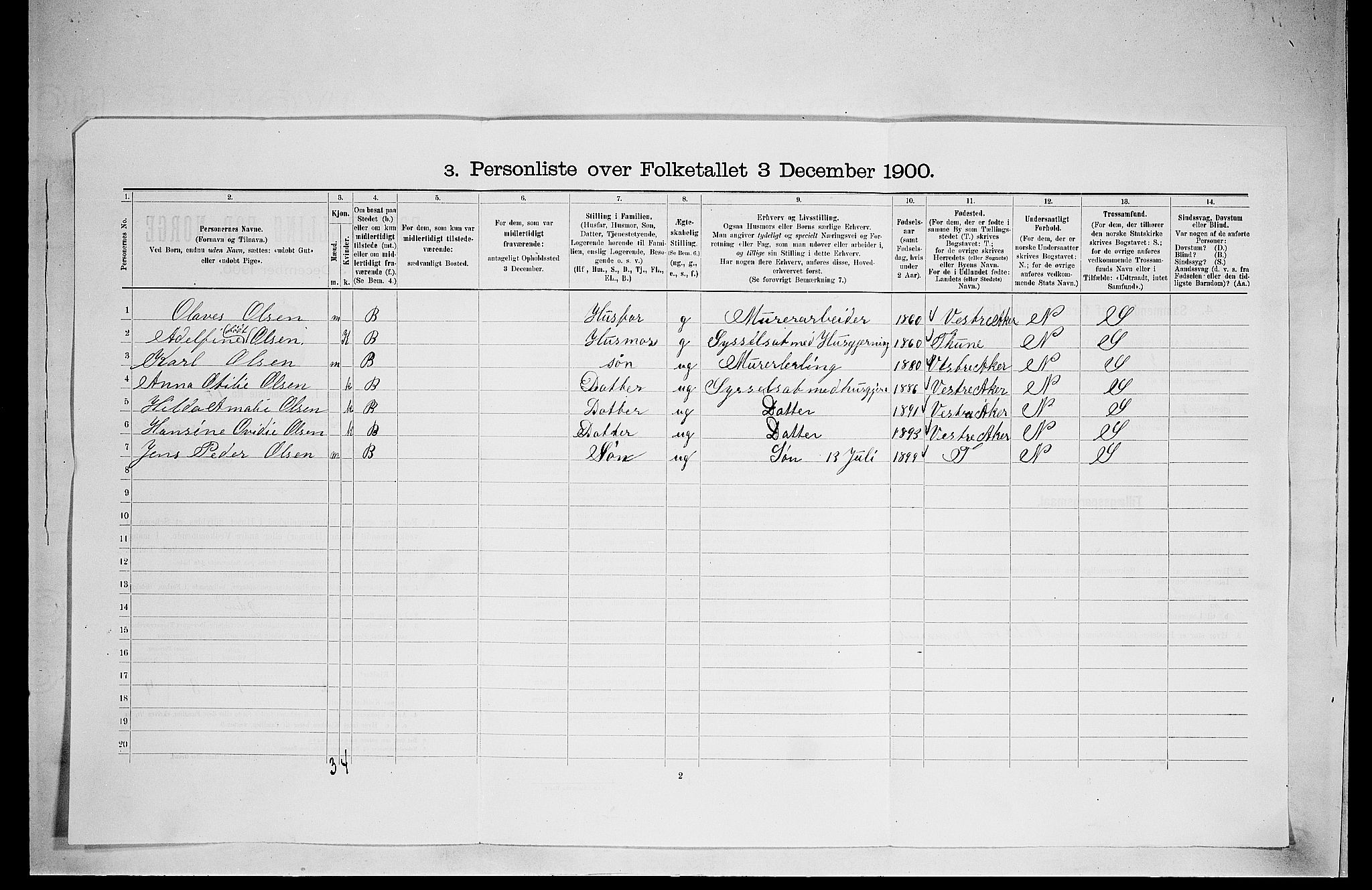 SAO, 1900 census for Kristiania, 1900, p. 26708