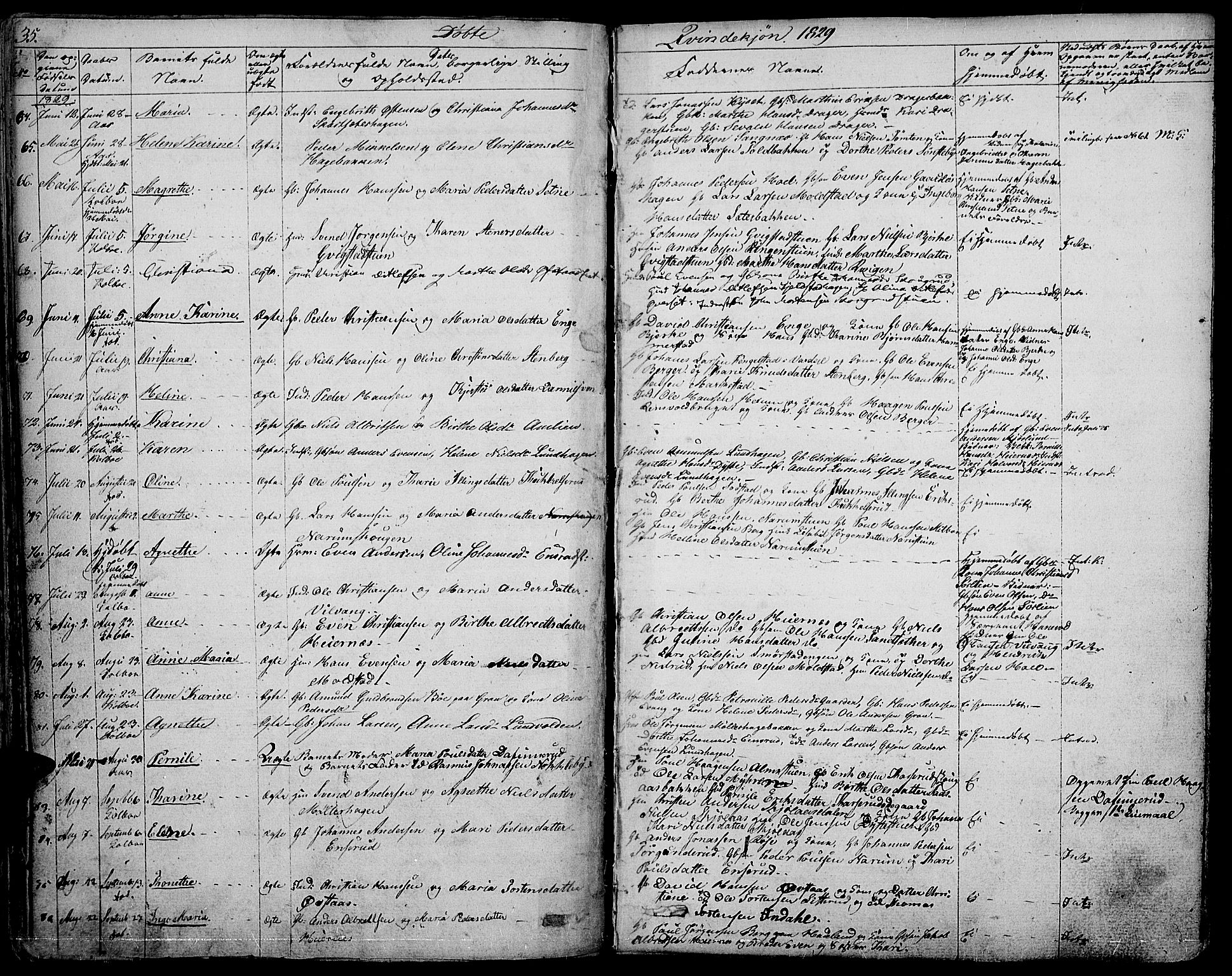 Vestre Toten prestekontor, AV/SAH-PREST-108/H/Ha/Haa/L0002: Parish register (official) no. 2, 1825-1837, p. 35