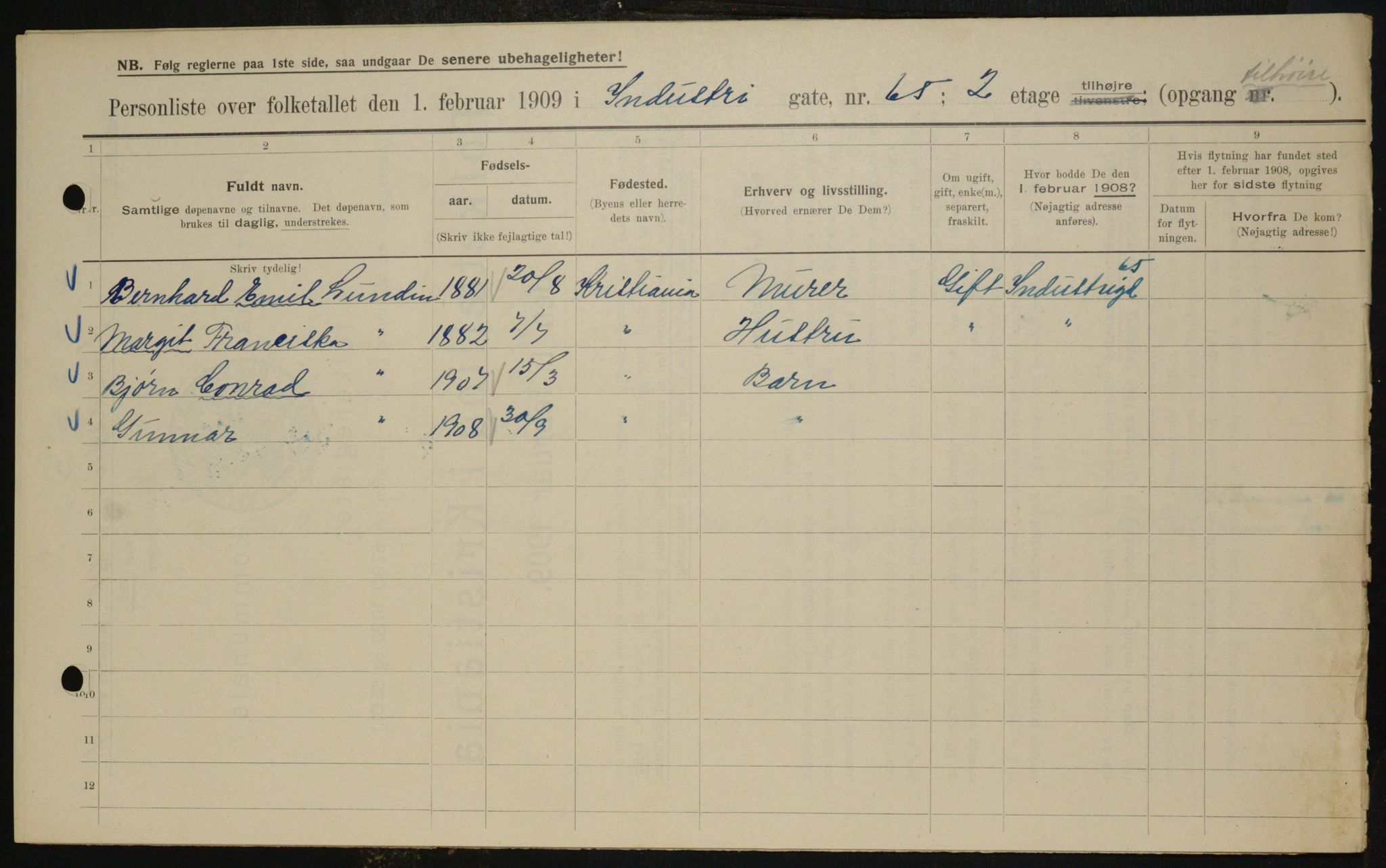 OBA, Municipal Census 1909 for Kristiania, 1909, p. 39938