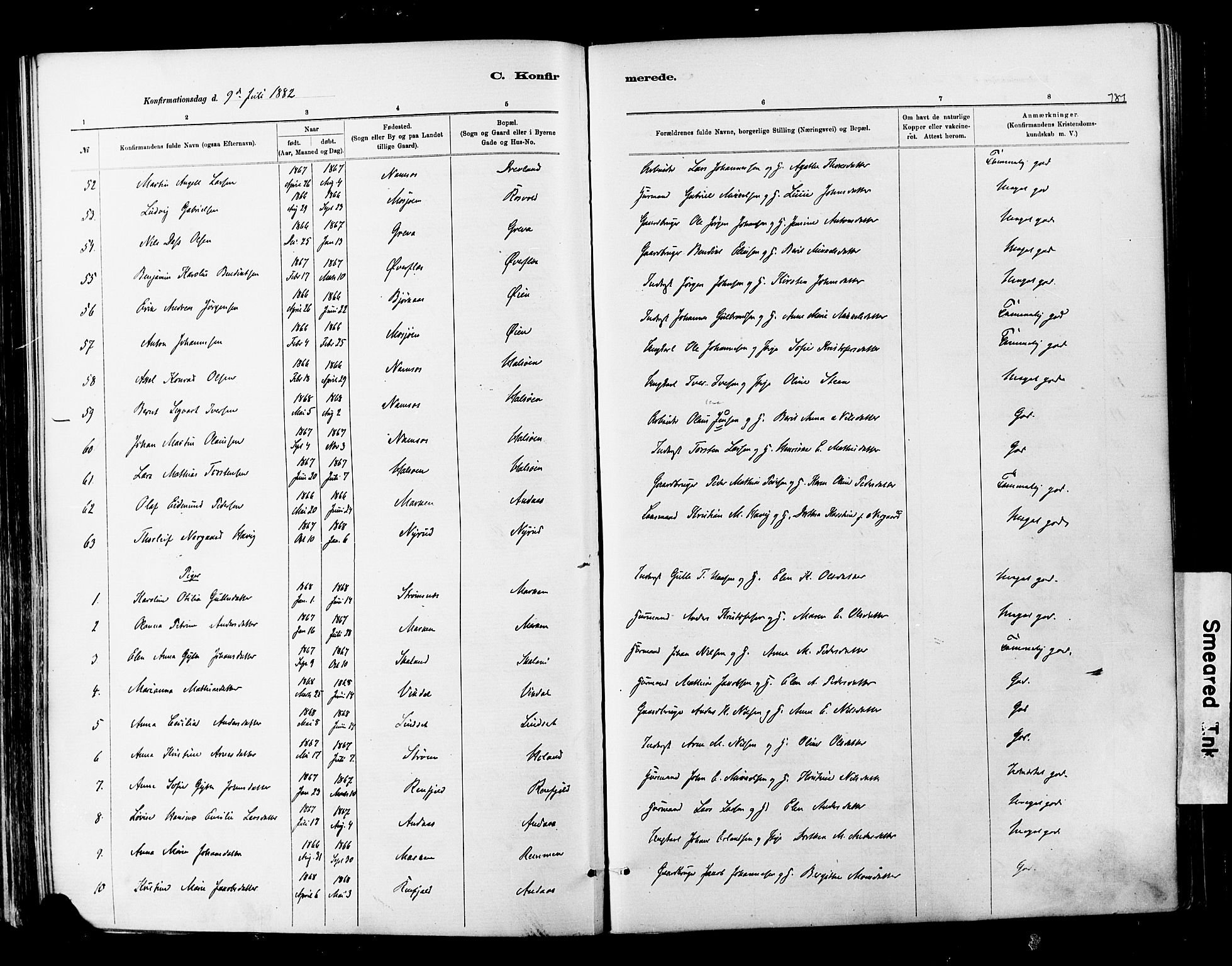 Ministerialprotokoller, klokkerbøker og fødselsregistre - Nordland, SAT/A-1459/820/L0295: Parish register (official) no. 820A16, 1880-1896, p. 181