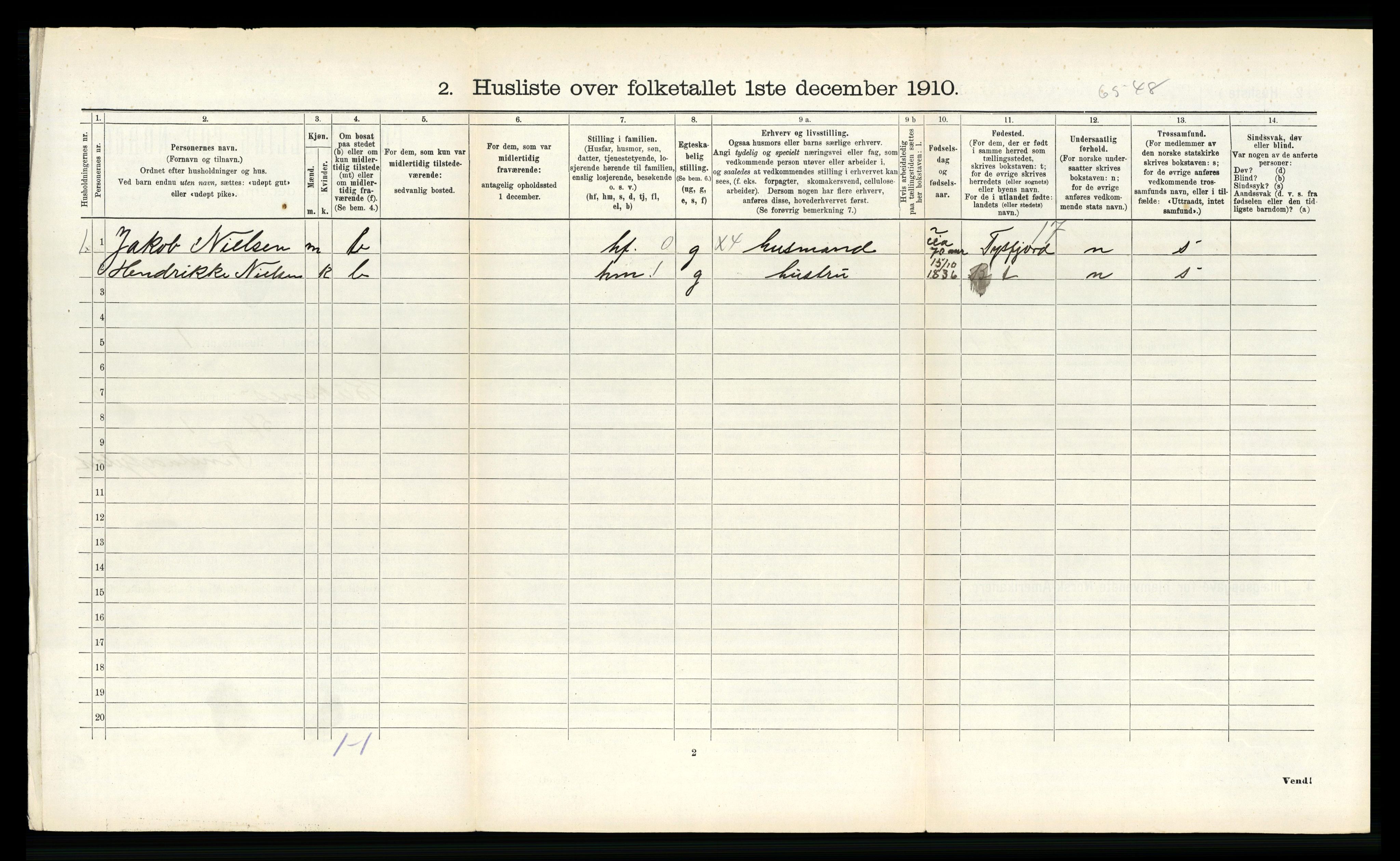 RA, 1910 census for Buksnes, 1910, p. 1593