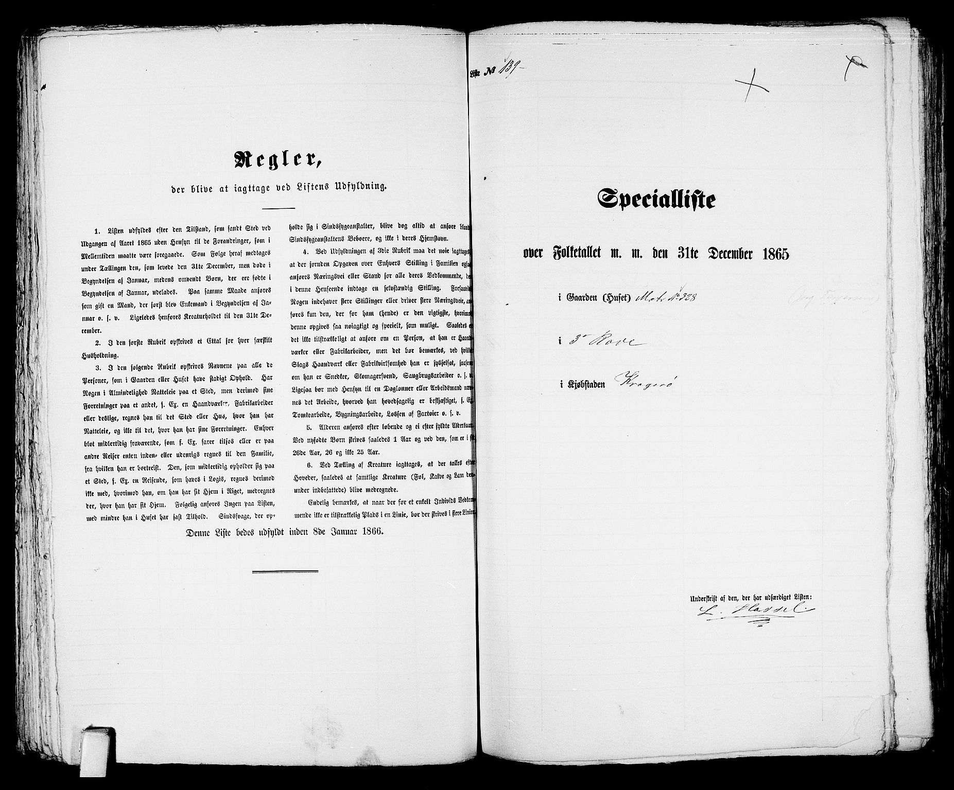 RA, 1865 census for Kragerø/Kragerø, 1865, p. 287