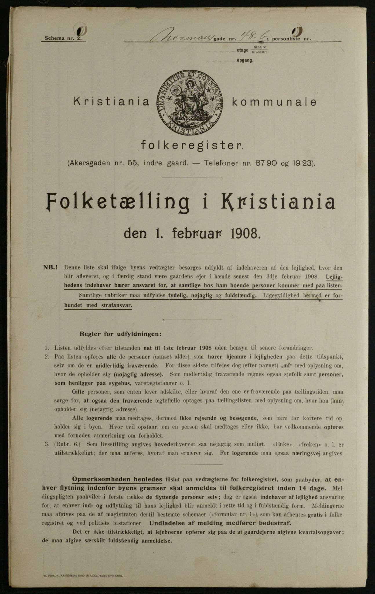 OBA, Municipal Census 1908 for Kristiania, 1908, p. 66444