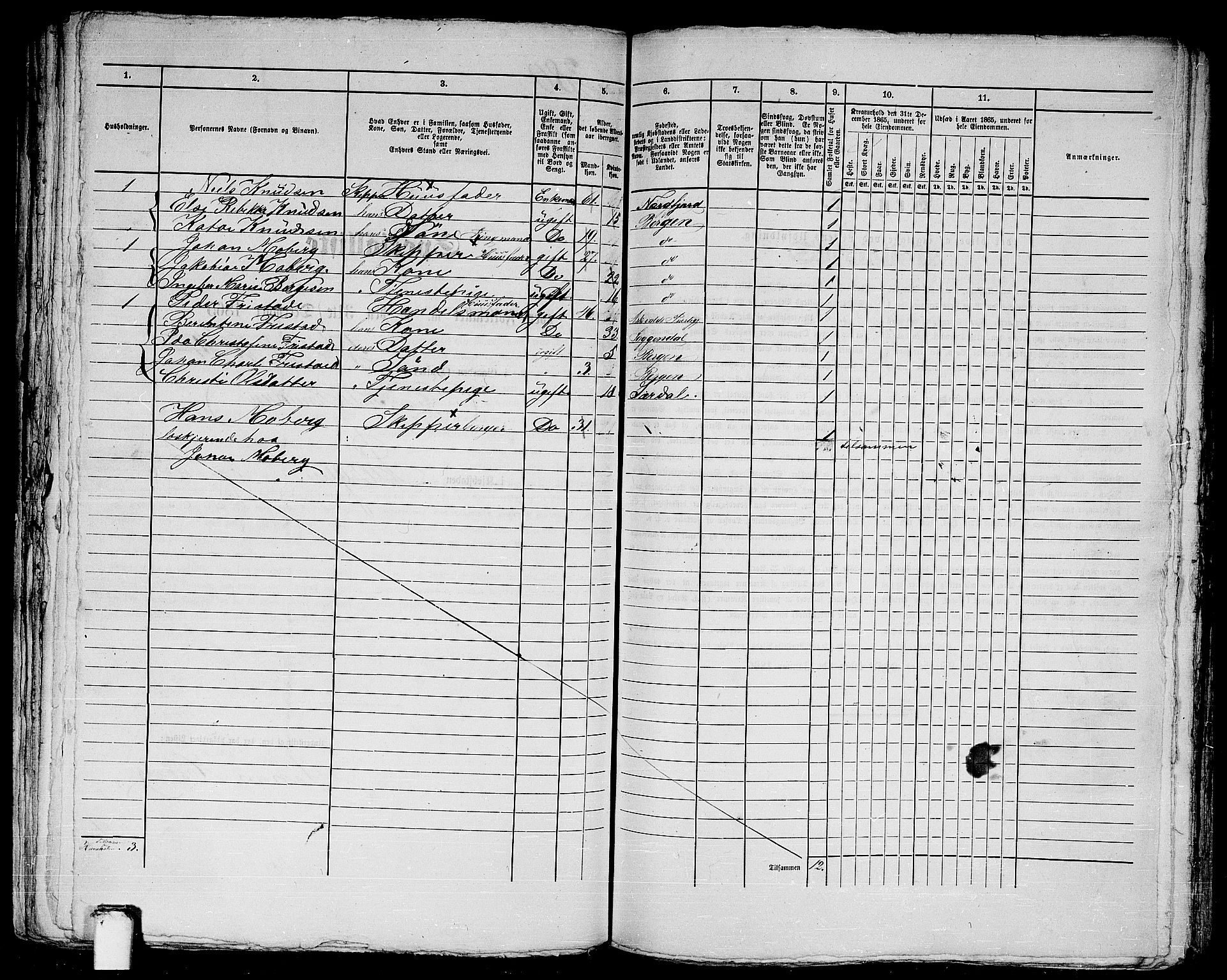 RA, 1865 census for Bergen, 1865, p. 818