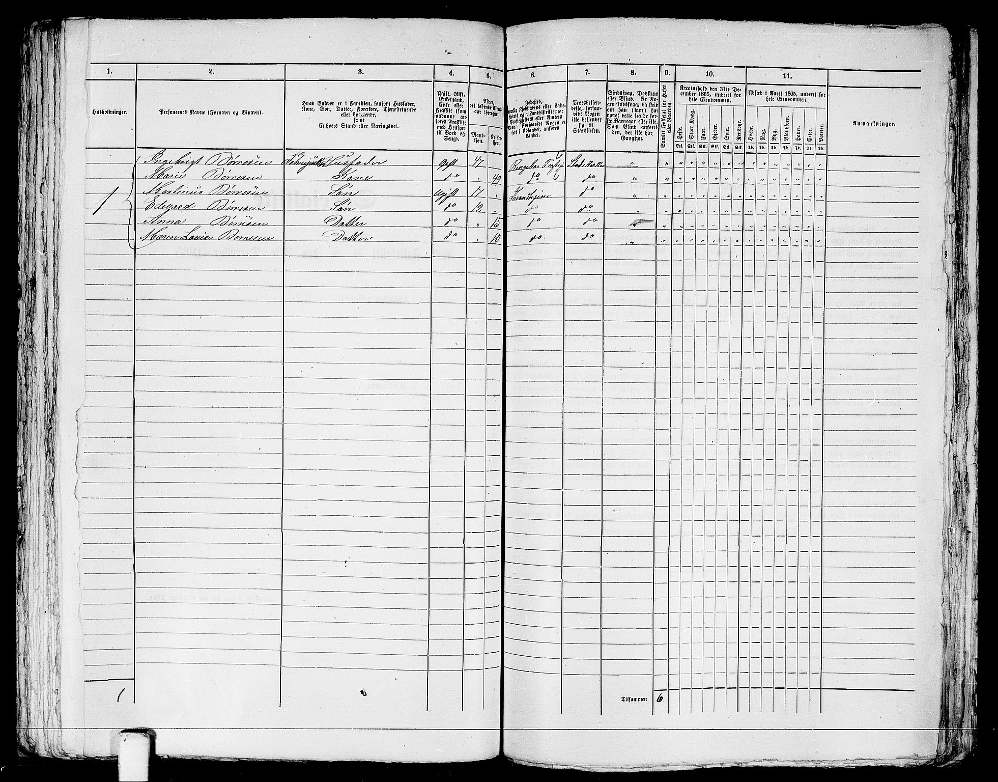 RA, 1865 census for Trondheim, 1865, p. 1388