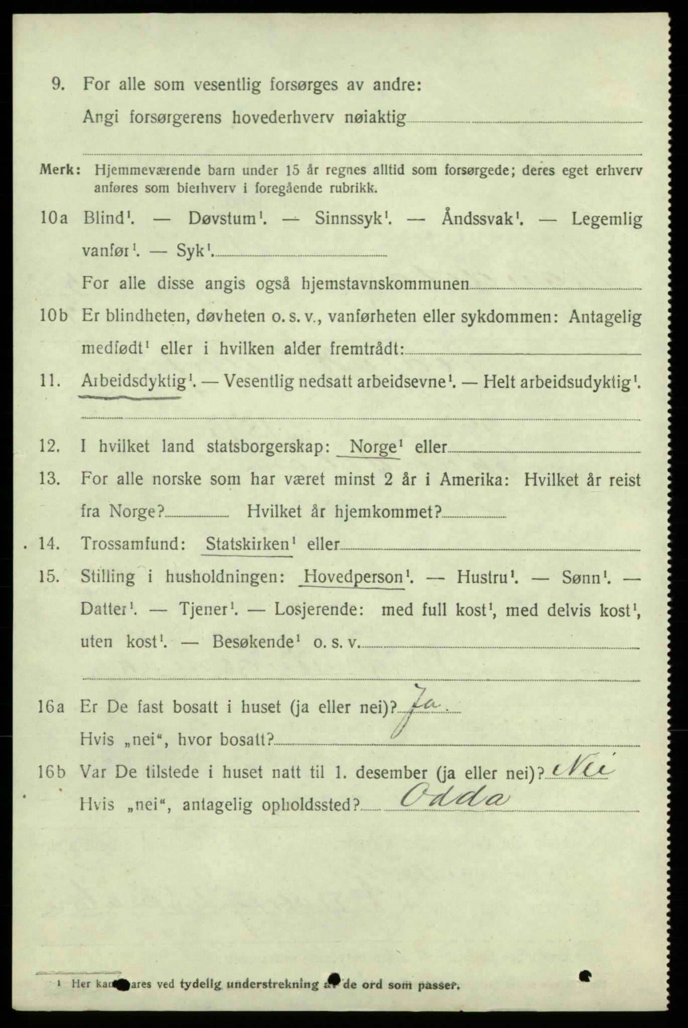 SAB, 1920 census for Strandebarm, 1920, p. 3769