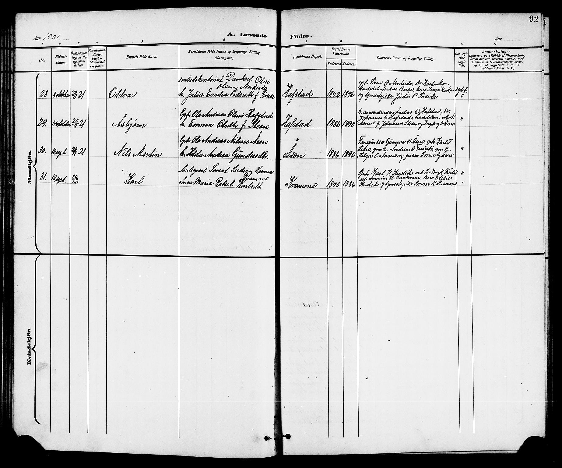 Førde sokneprestembete, SAB/A-79901/H/Hab/Haba/L0003: Parish register (copy) no. A 3, 1899-1924, p. 92