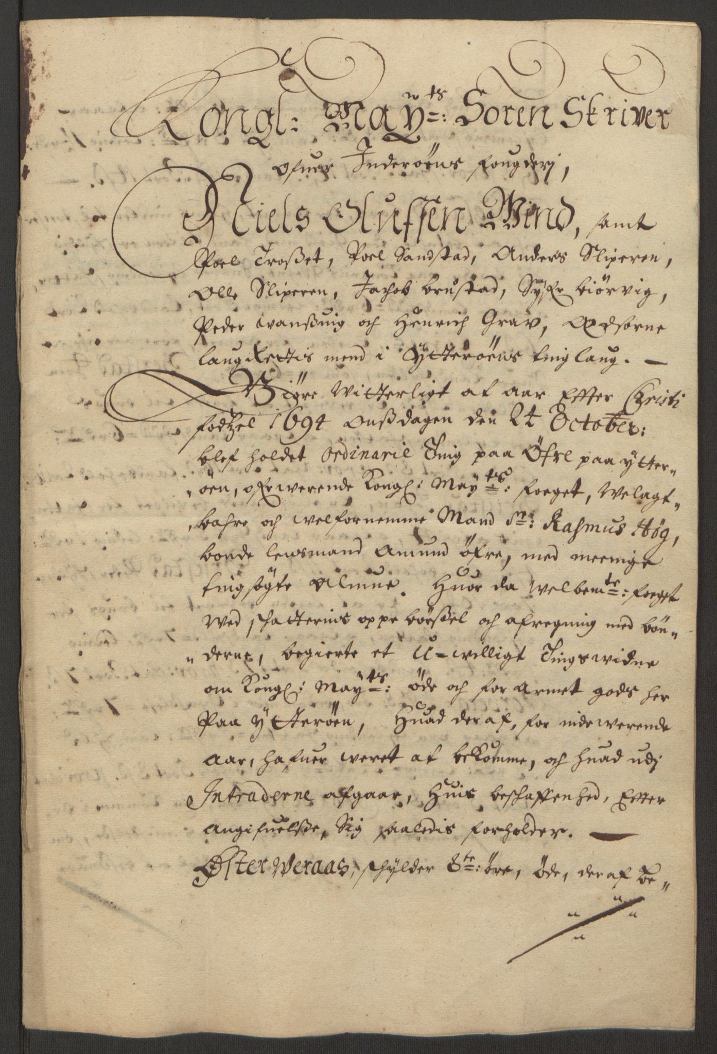 Rentekammeret inntil 1814, Reviderte regnskaper, Fogderegnskap, RA/EA-4092/R63/L4308: Fogderegnskap Inderøy, 1692-1694, p. 620