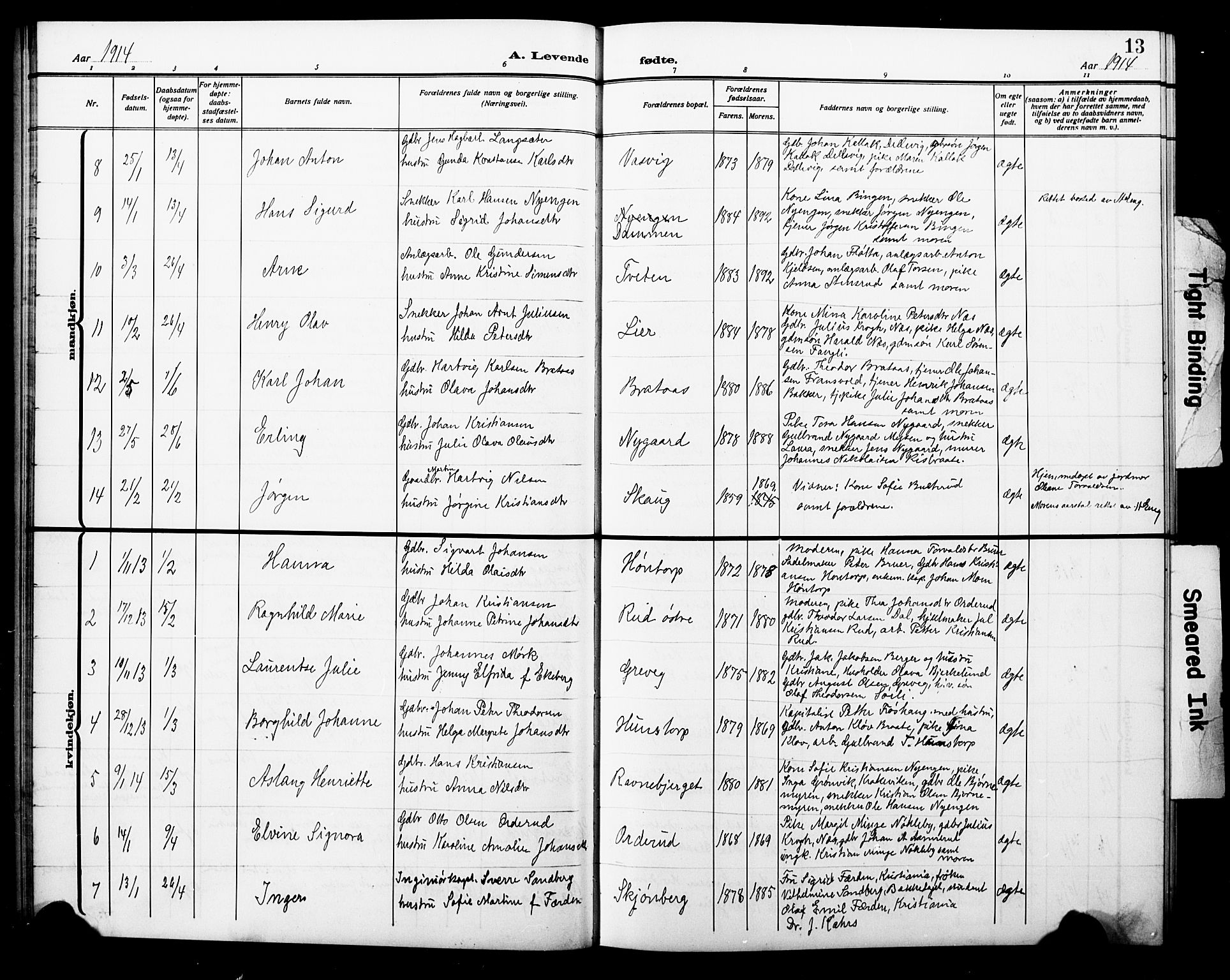 Trøgstad prestekontor Kirkebøker, AV/SAO-A-10925/G/Ga/L0002: Parish register (copy) no. I 2, 1911-1929, p. 13