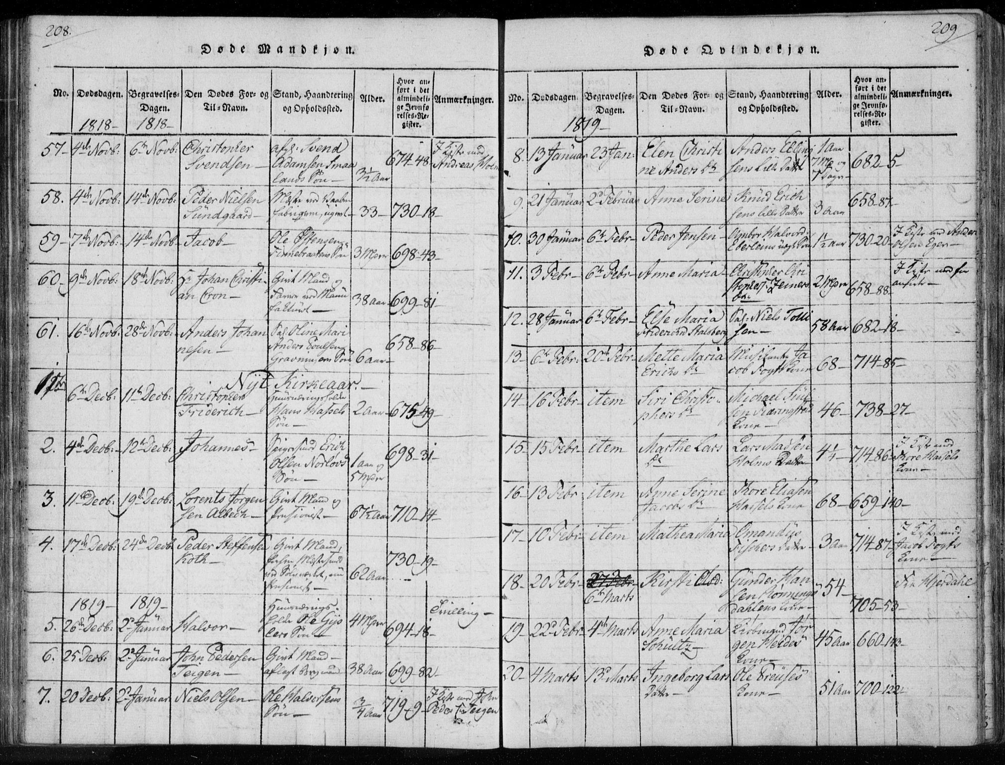 Kongsberg kirkebøker, AV/SAKO-A-22/F/Fa/L0008: Parish register (official) no. I 8, 1816-1839, p. 208-209