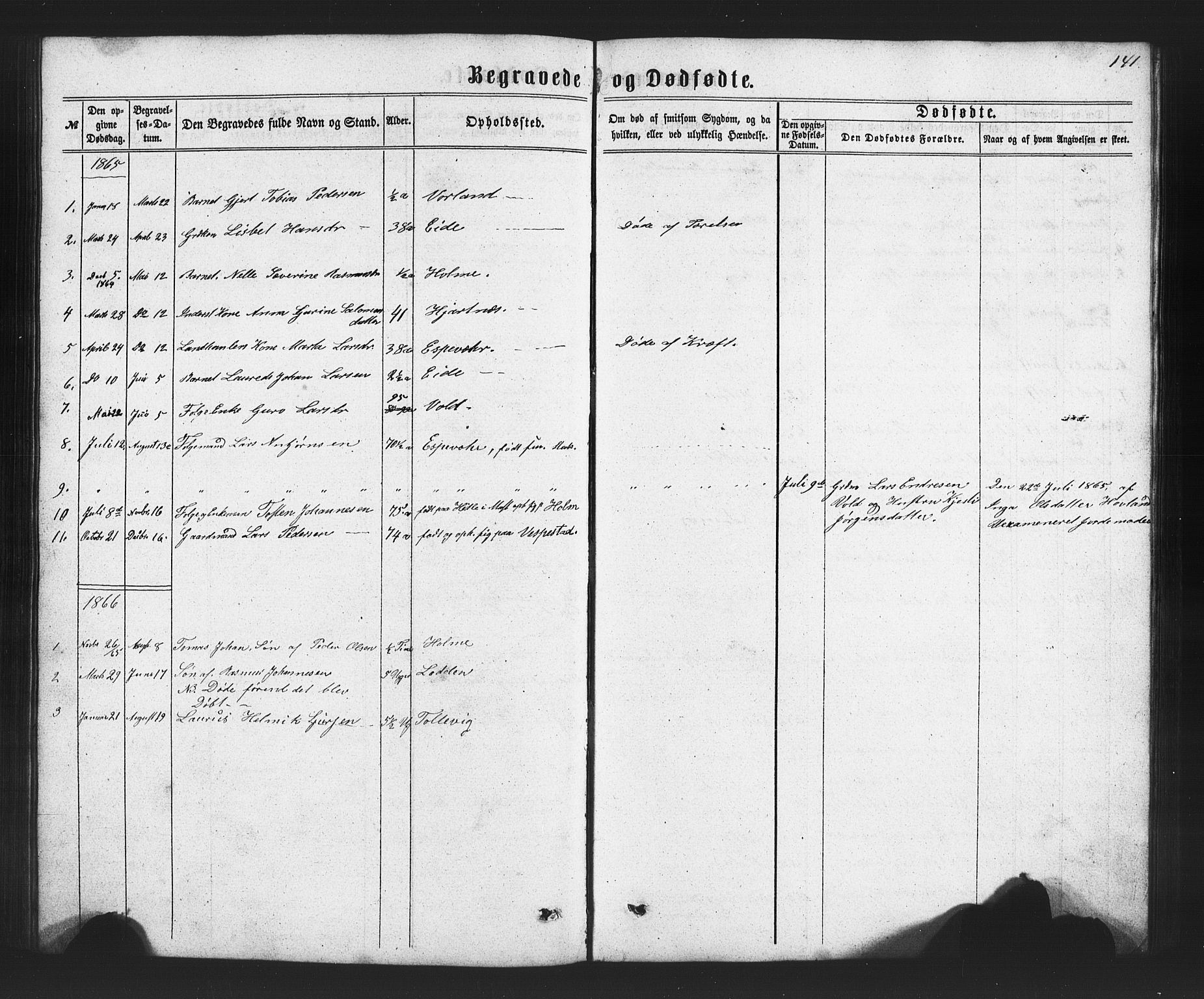 Finnås sokneprestembete, SAB/A-99925/H/Ha/Hab/Habc/L0001: Parish register (copy) no. C 1, 1860-1887, p. 141