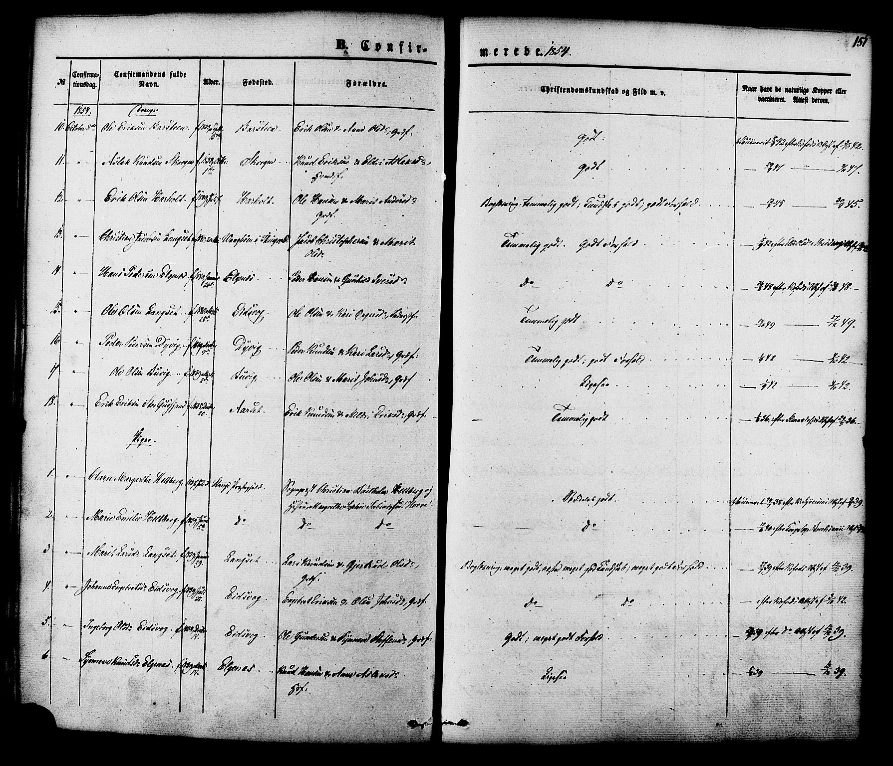 Ministerialprotokoller, klokkerbøker og fødselsregistre - Møre og Romsdal, SAT/A-1454/551/L0625: Parish register (official) no. 551A05, 1846-1879, p. 151