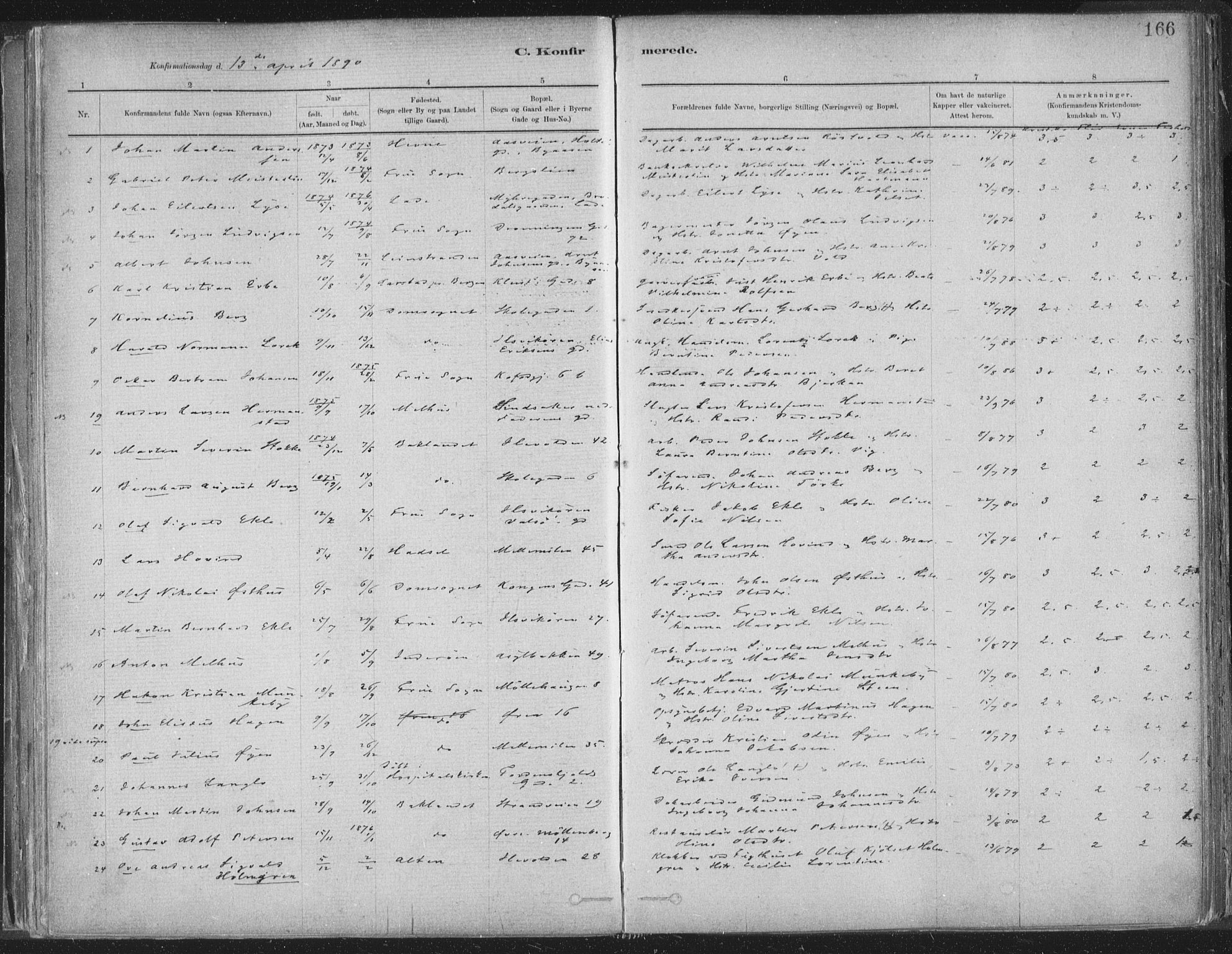 Ministerialprotokoller, klokkerbøker og fødselsregistre - Sør-Trøndelag, SAT/A-1456/603/L0162: Parish register (official) no. 603A01, 1879-1895, p. 166