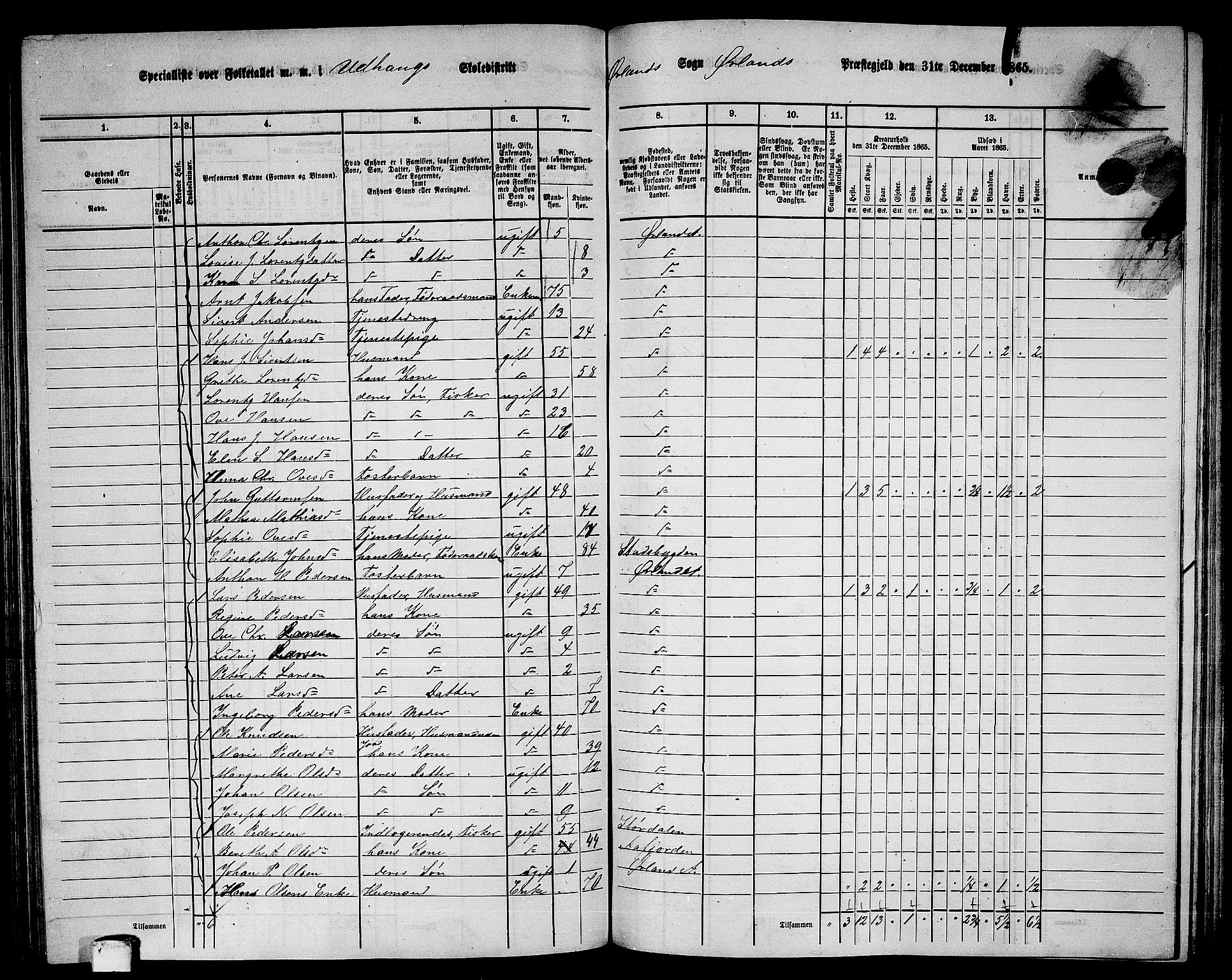 RA, 1865 census for Ørland, 1865, p. 91