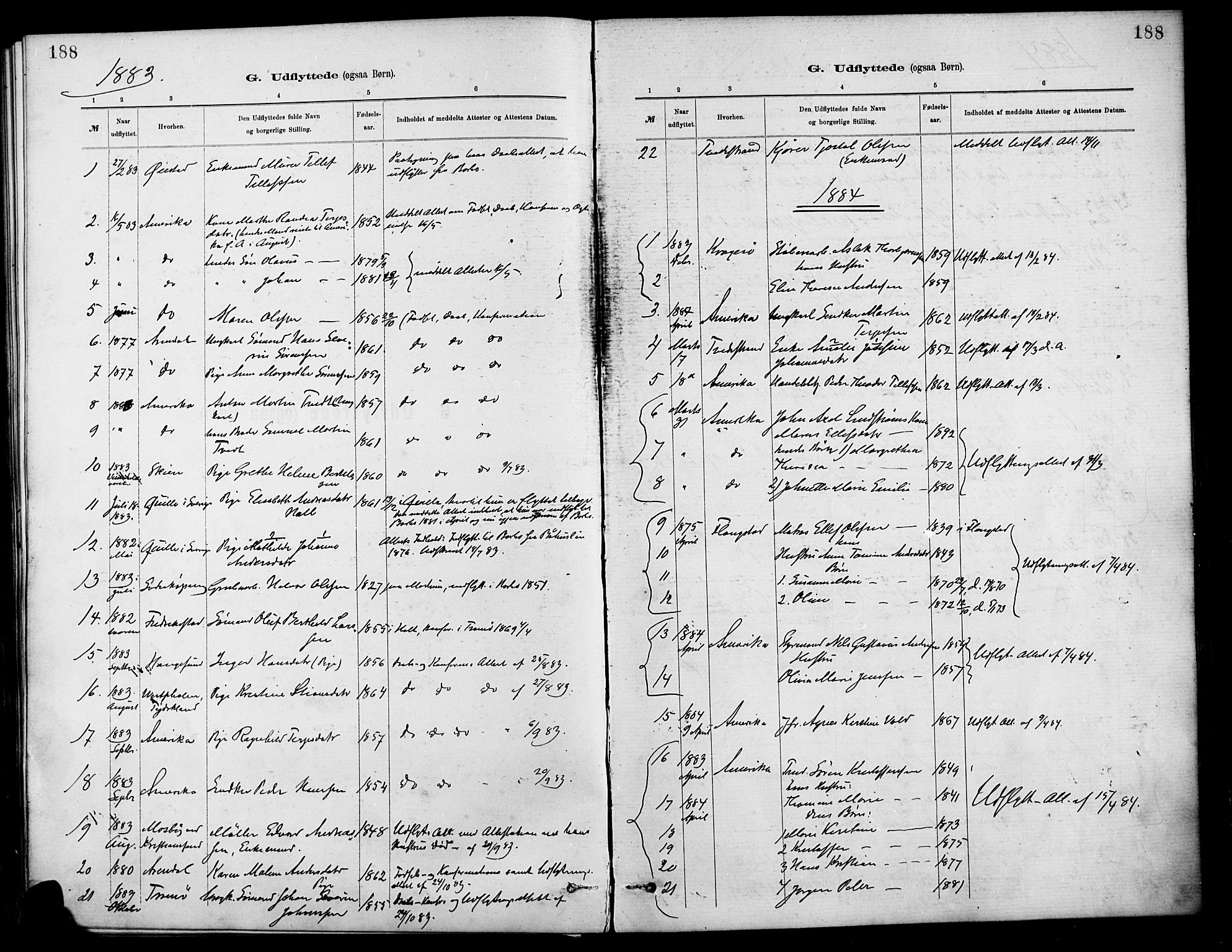 Barbu sokneprestkontor, SAK/1111-0003/F/Fa/L0003: Parish register (official) no. A 3, 1883-1898, p. 188