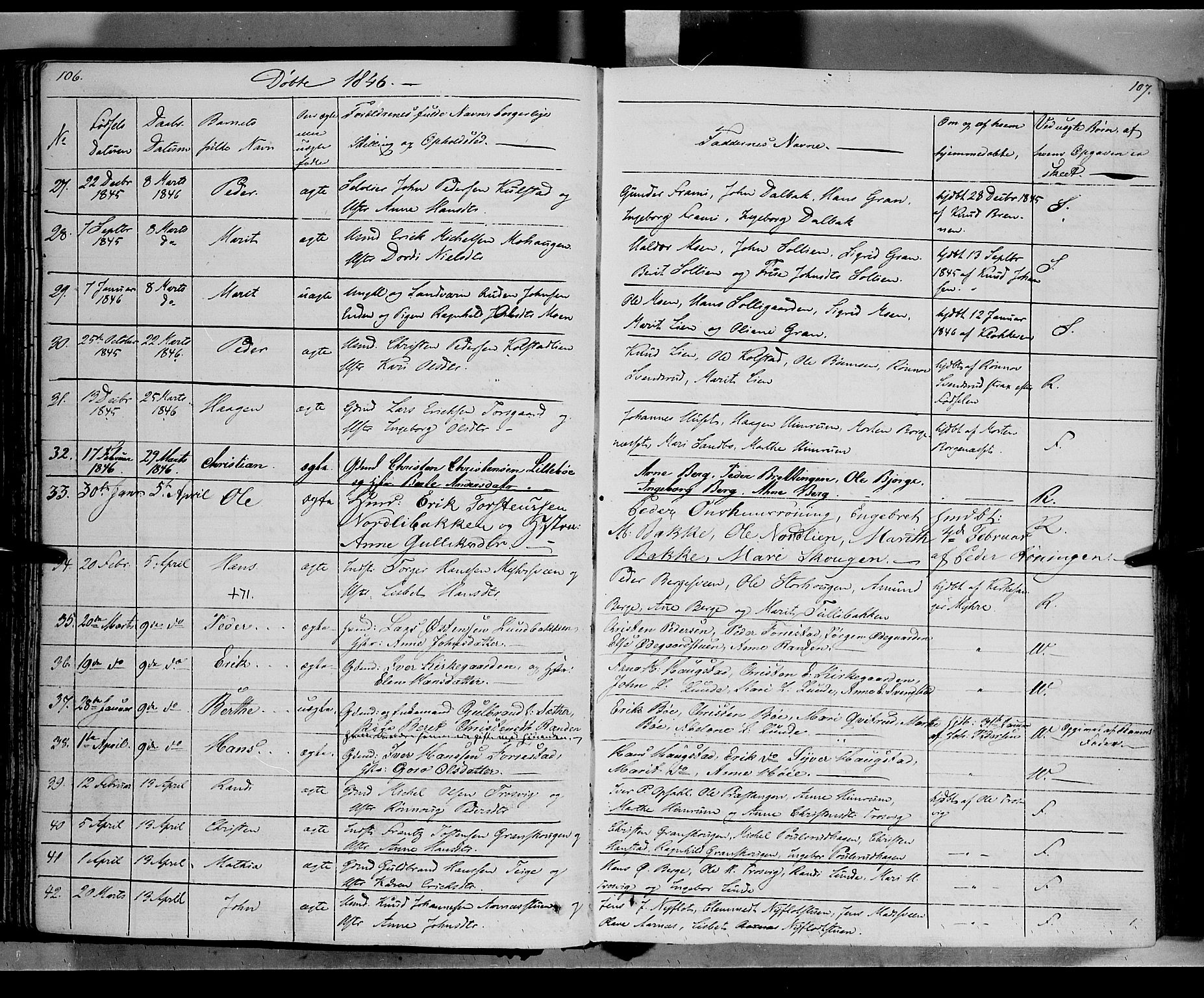 Ringebu prestekontor, AV/SAH-PREST-082/H/Ha/Haa/L0005: Parish register (official) no. 5, 1839-1848, p. 106-107