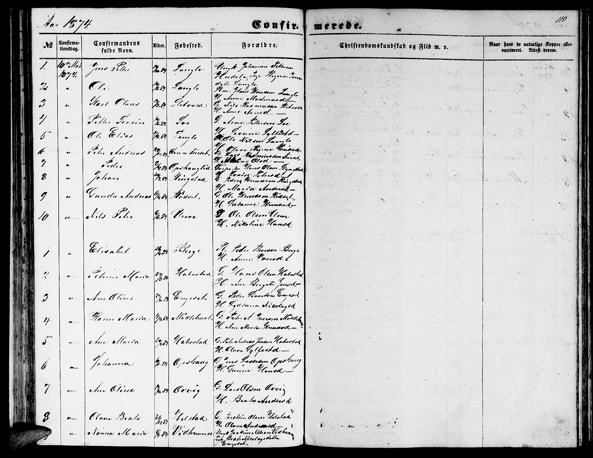 Ministerialprotokoller, klokkerbøker og fødselsregistre - Møre og Romsdal, AV/SAT-A-1454/520/L0291: Parish register (copy) no. 520C03, 1854-1881, p. 110