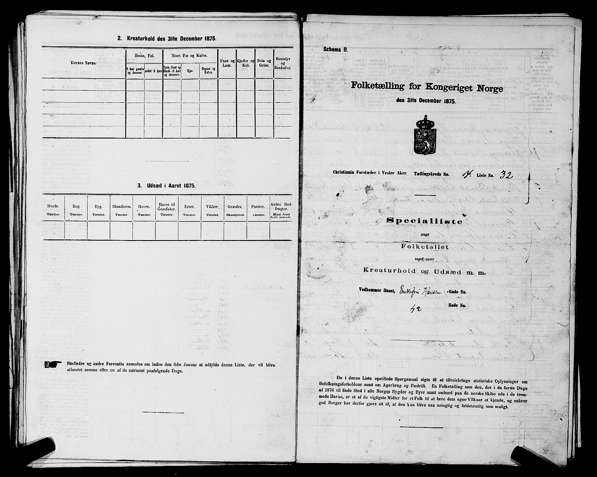 RA, 1875 census for 0218aP Vestre Aker, 1875, p. 2306