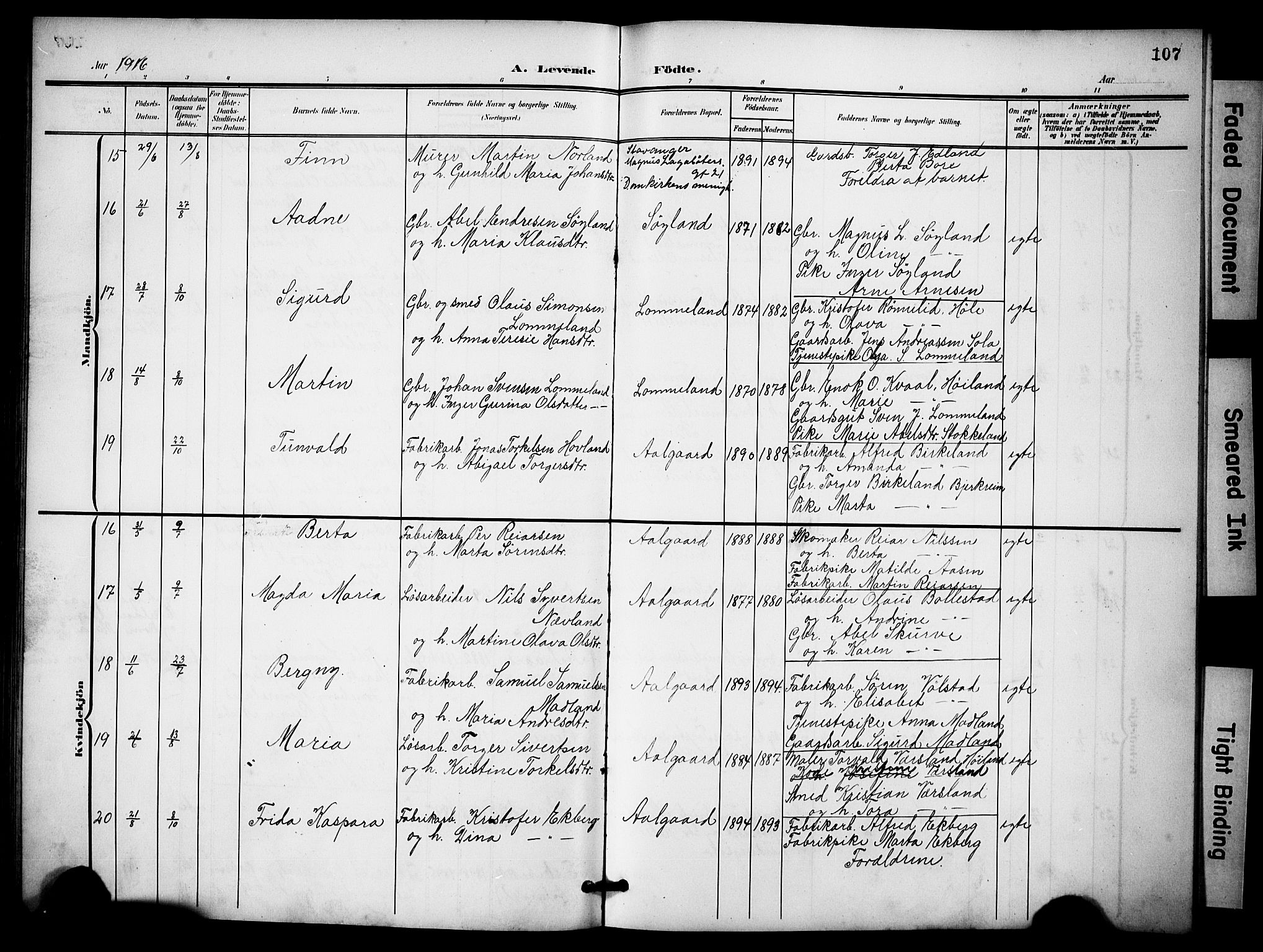 Lye sokneprestkontor, AV/SAST-A-101794/001/30BB/L0009: Parish register (copy) no. B 9, 1902-1923, p. 107